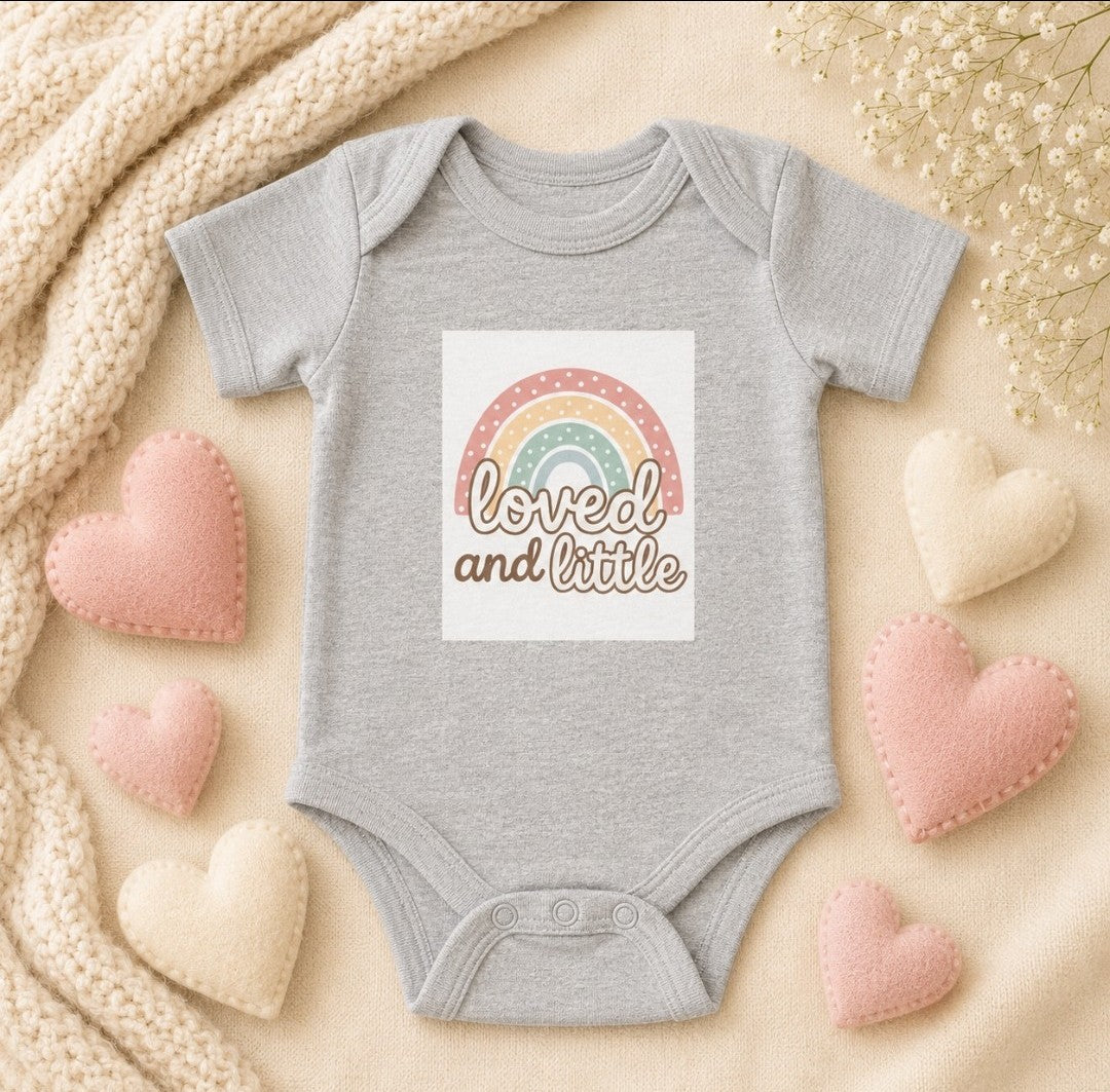 Rainbow Loved and Little Baby Bodysuit, Cute Infant Onesie, Baby Shower Outfit
