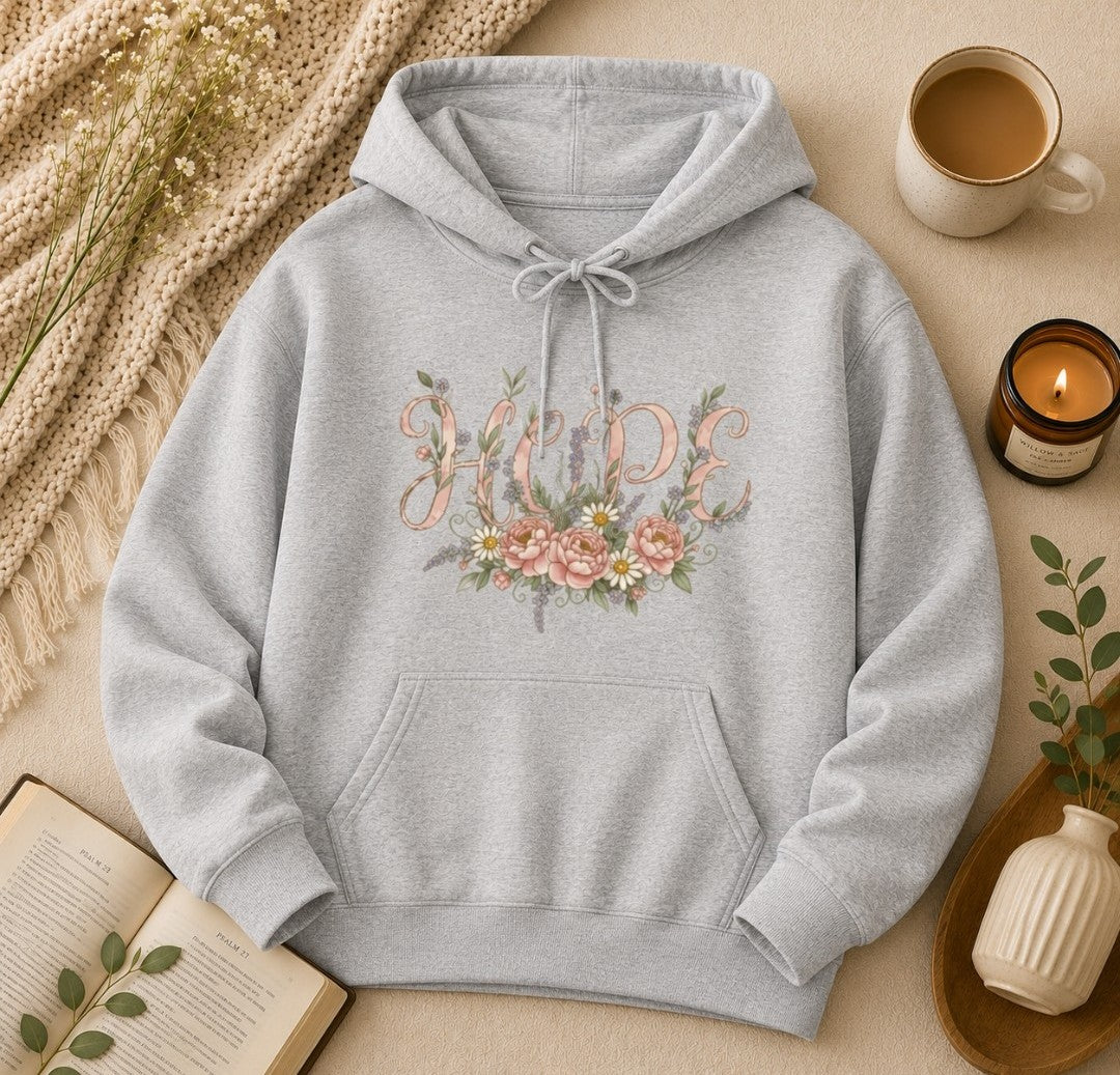 Hope Floral Faith Hoodie — Inspirational Scripture-Inspired Sweatshirt