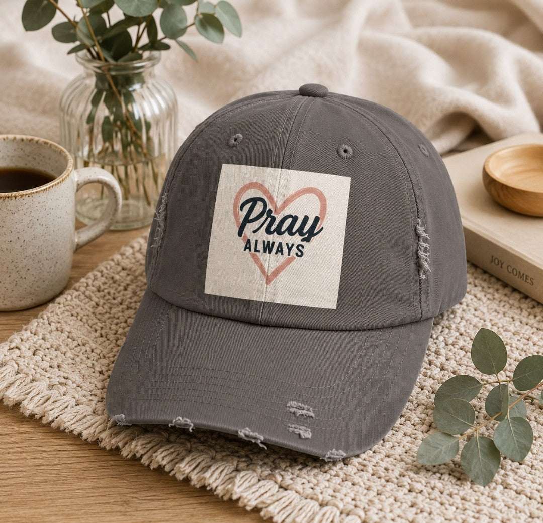 Pray Always Distressed Cap - Faith-Inspired Hat for Everyday Wear, Casual Style - faithcovenant