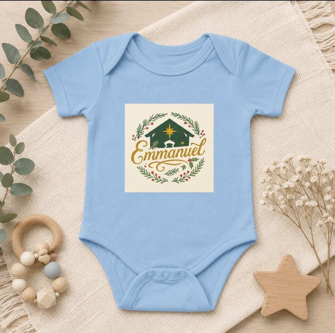 Emmanuel Christmas Infant Bodysuit — Baby Rib Onesie, 'Emmanuel' Holiday Gift - faithcovenant