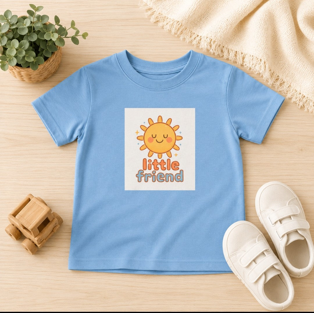 Infant tee with smiling sun design, soft fabric, perfect Christian gift for baby showers and toddlers