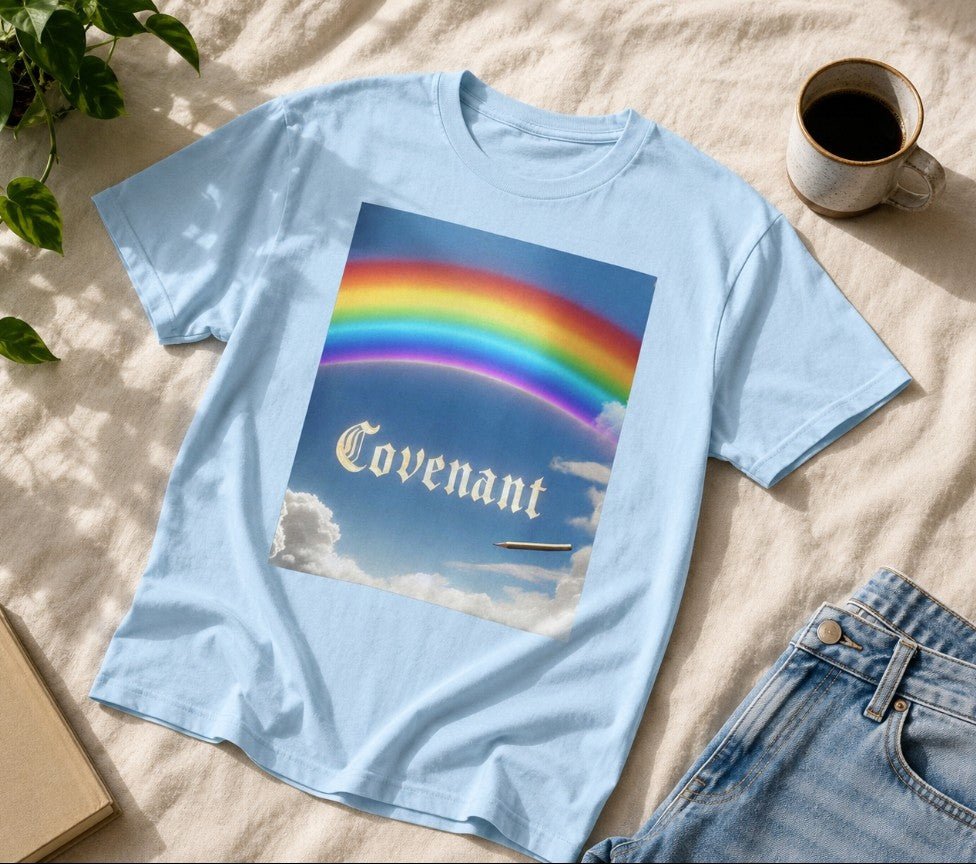 Covenant Rainbow Cotton Tee, Faith Shirt, Rainbow Shirt - faithcovenant