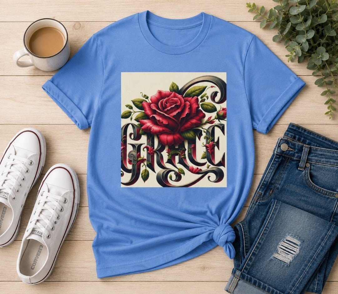 Grace Rose T-Shirt, Faith Shirt, Christian Apparel - faithcovenant