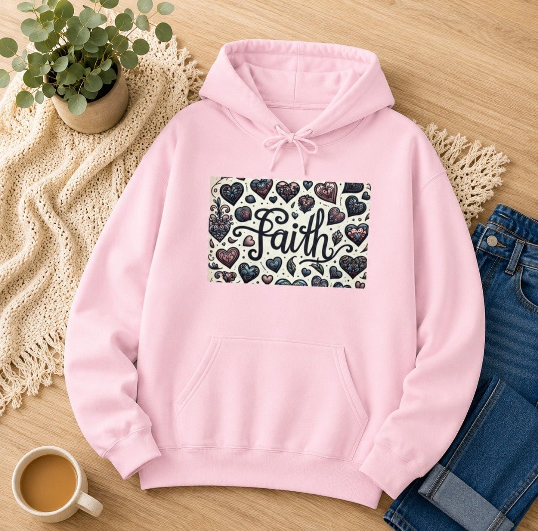 Faith Heart Hoodie, Cozy Sweatshirt, Christian Apparel - faithcovenant