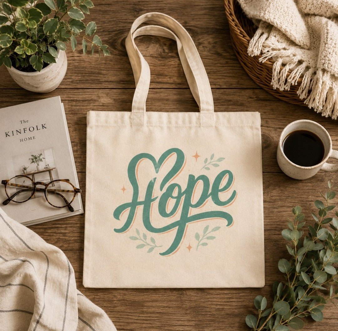 Hope Cotton Canvas Tote Bag, Inspirational Gift, Motivational Tote for Everyday Use - faithcovenant