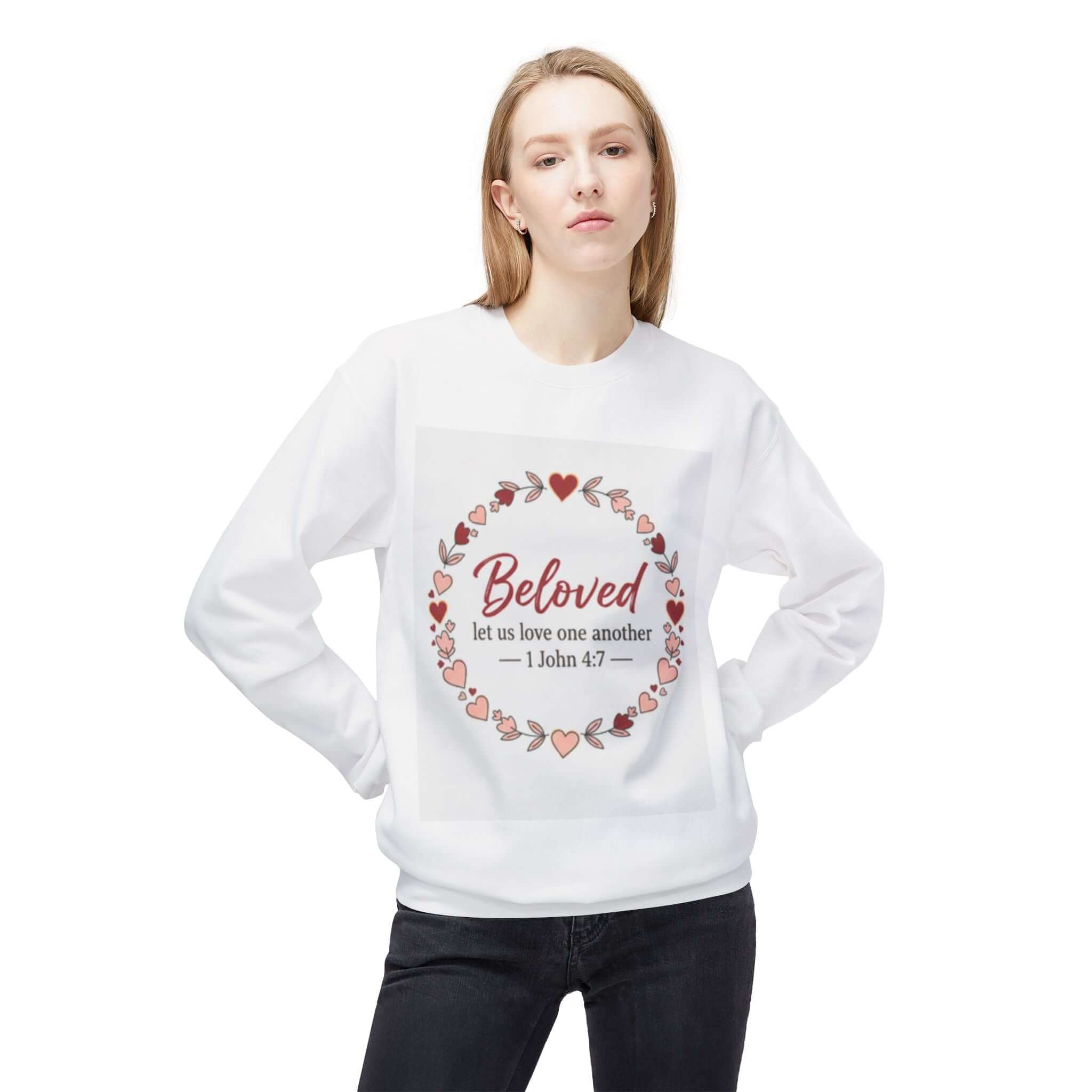 christian sweatshirt Love One Another Sweatshirt white Christian Crewneck