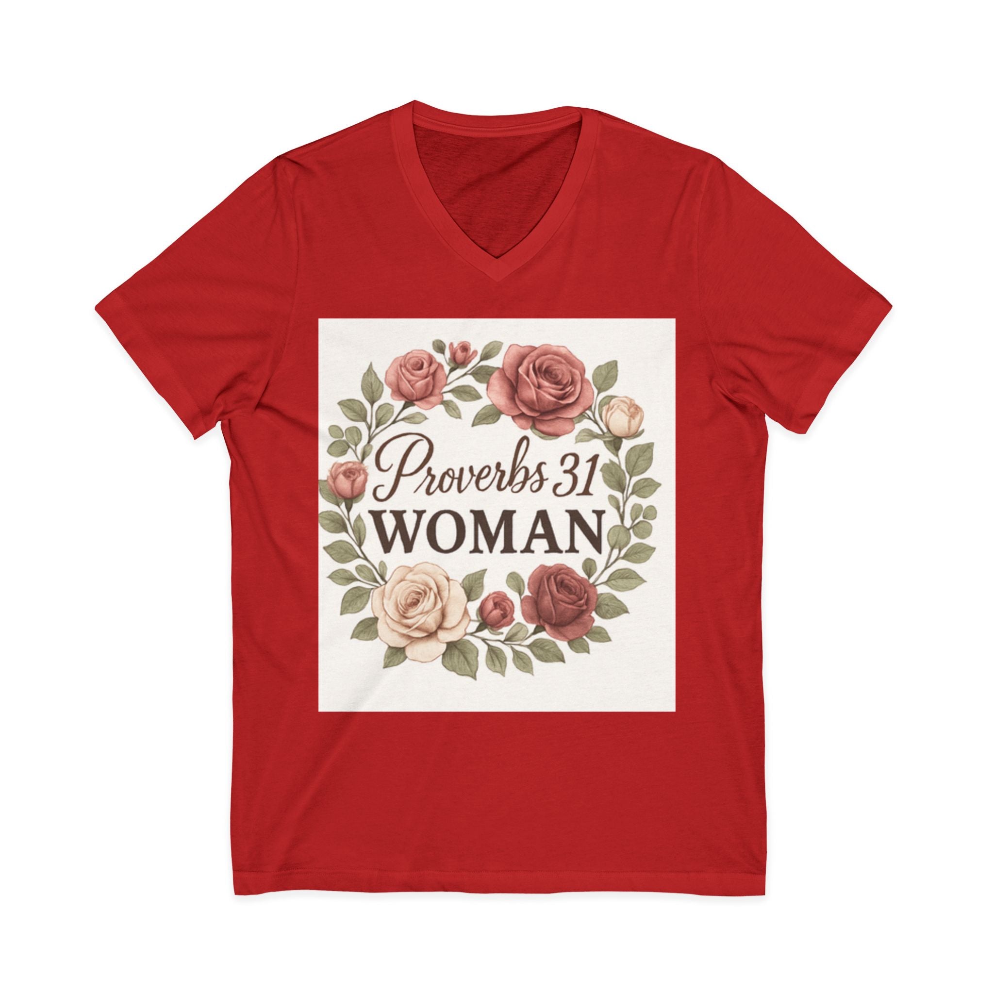 Proverbs 31 Woman V-Neck Tee, Floral Tee, Scripture Shirt