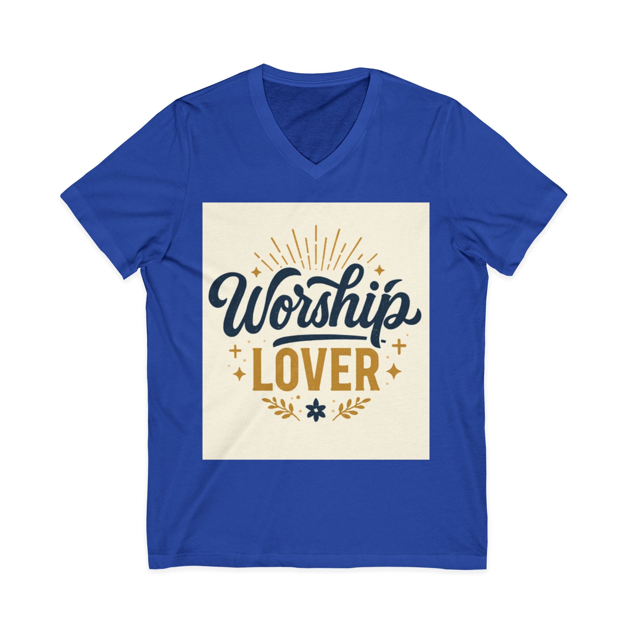 Worship Lover Tee, V Neck Shirt, Praise and Worship blue