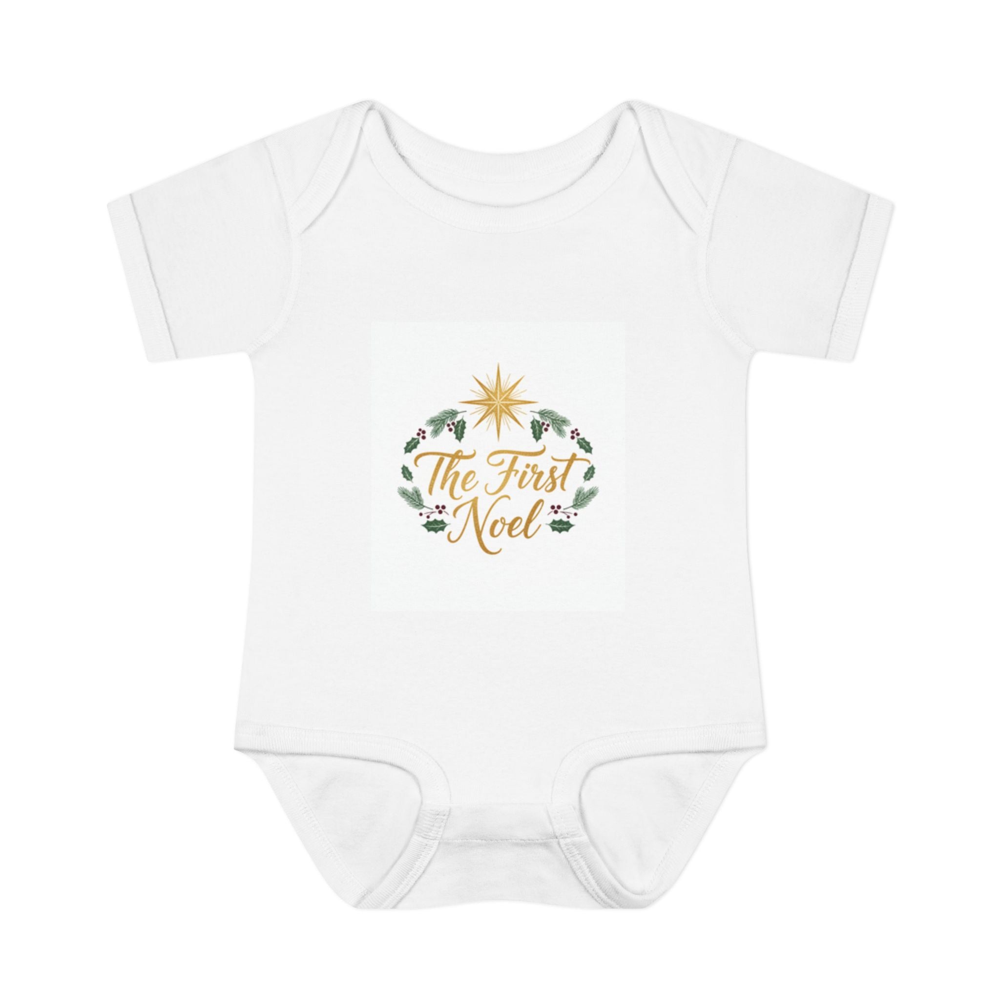 Infant Bodysuit white "The First Noel" Christmas Baby Onesie