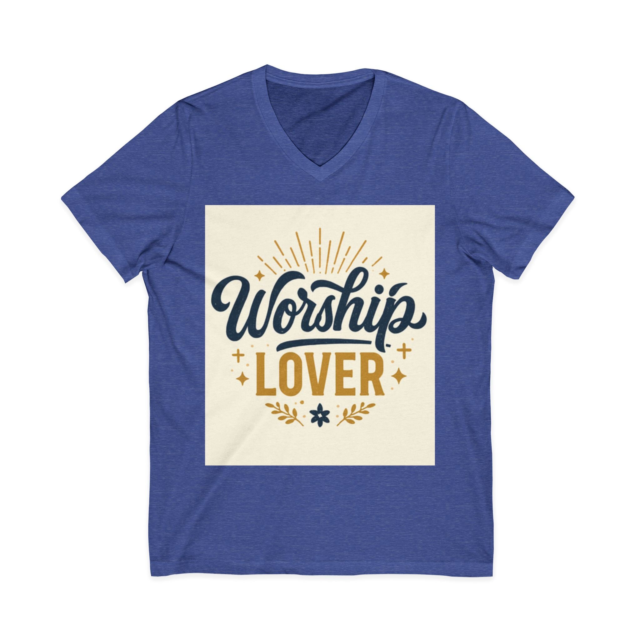 Worship Lover Tee, V Neck Shirt, Praise and Worship blue