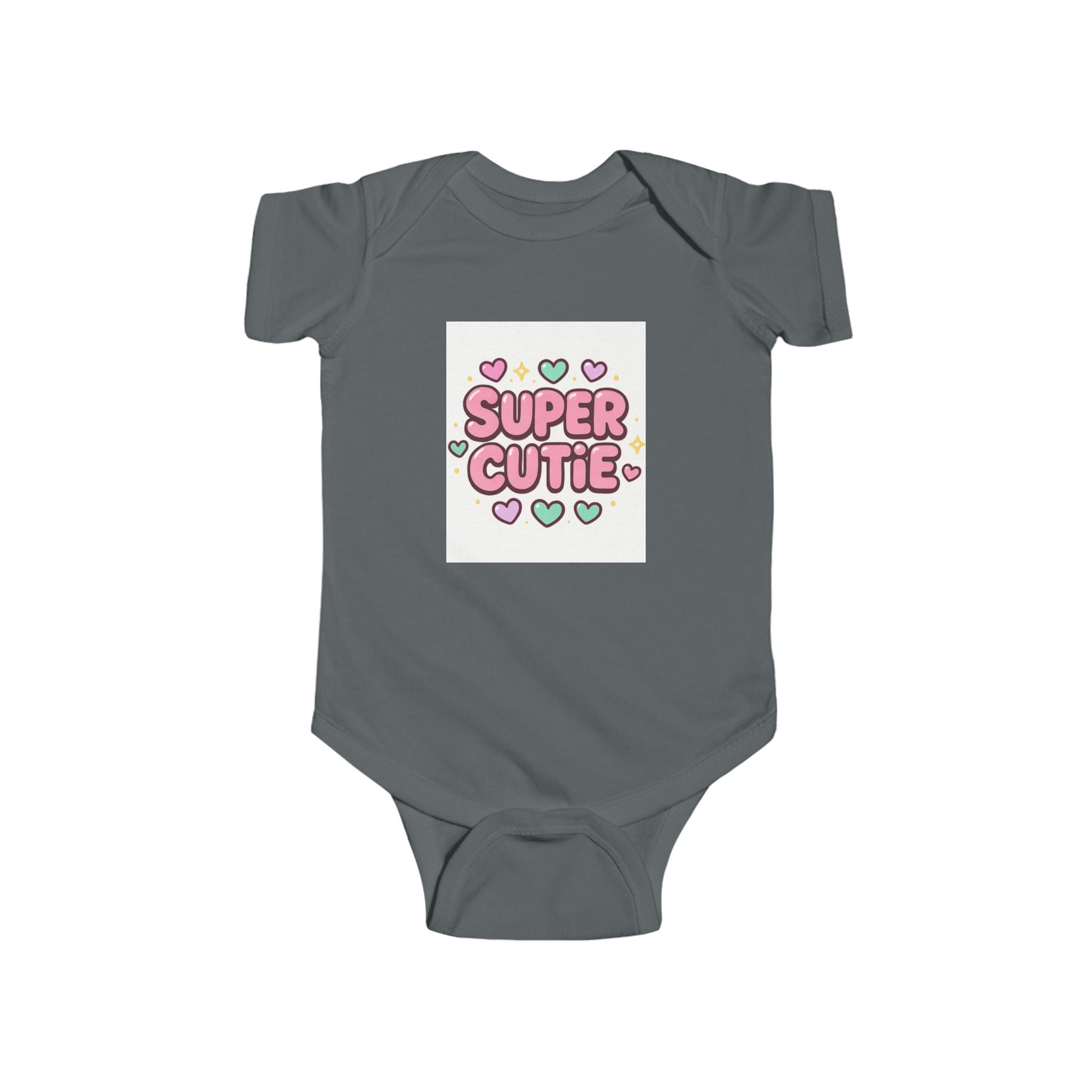 christian gifts Girls Super Cutie Bodysuit, Baby Girl Outfit, dark grey