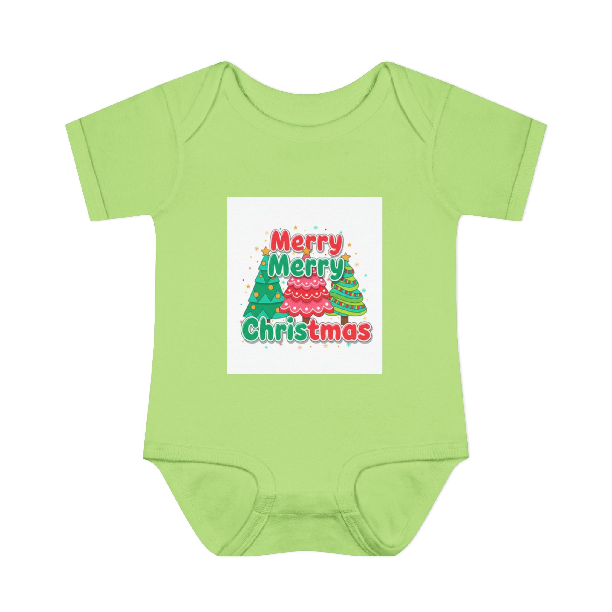 Infant Bodysuit — "Merry Merry Christmas Tree" Holiday Onesie green