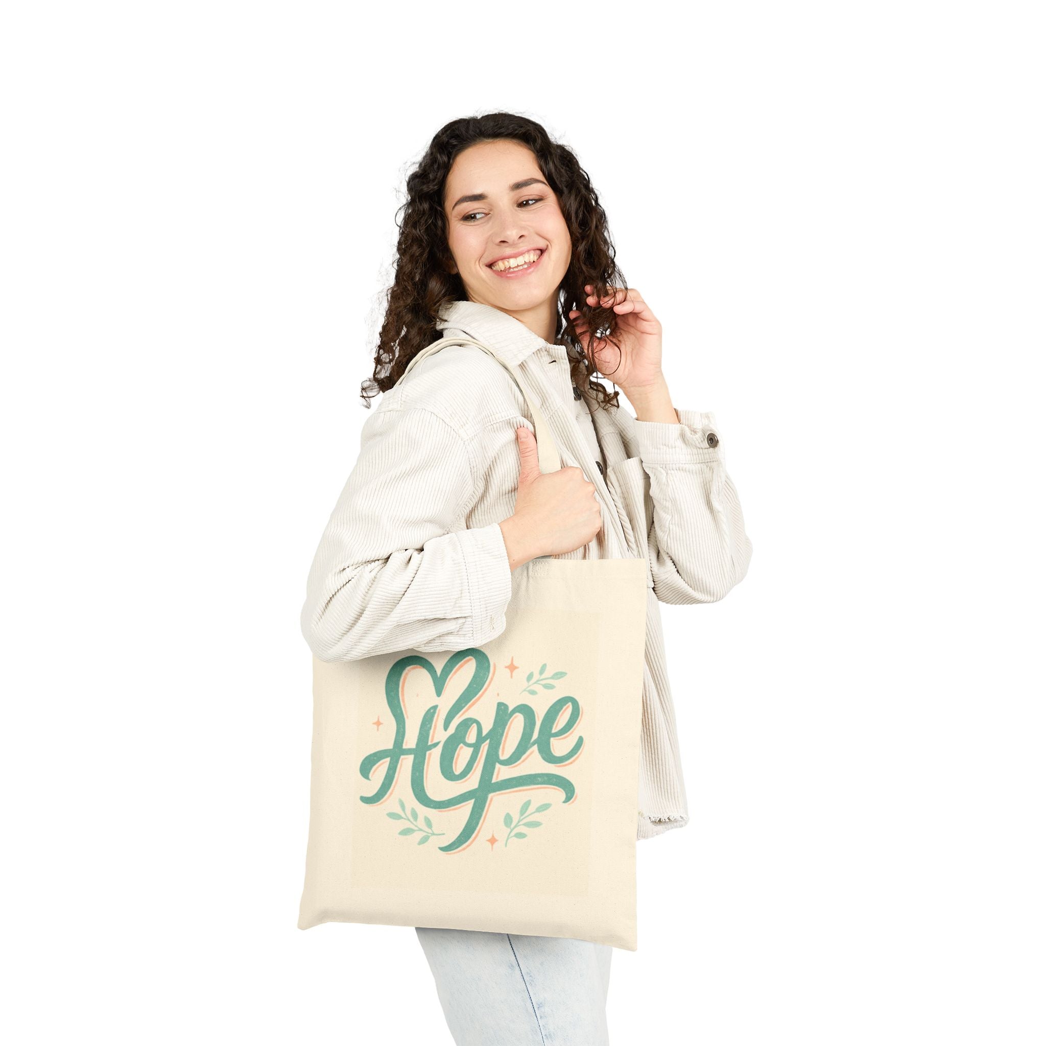Hope Cotton Canvas Tote Bag, Inspirational Gift, Motivational Tote for Everyday Use