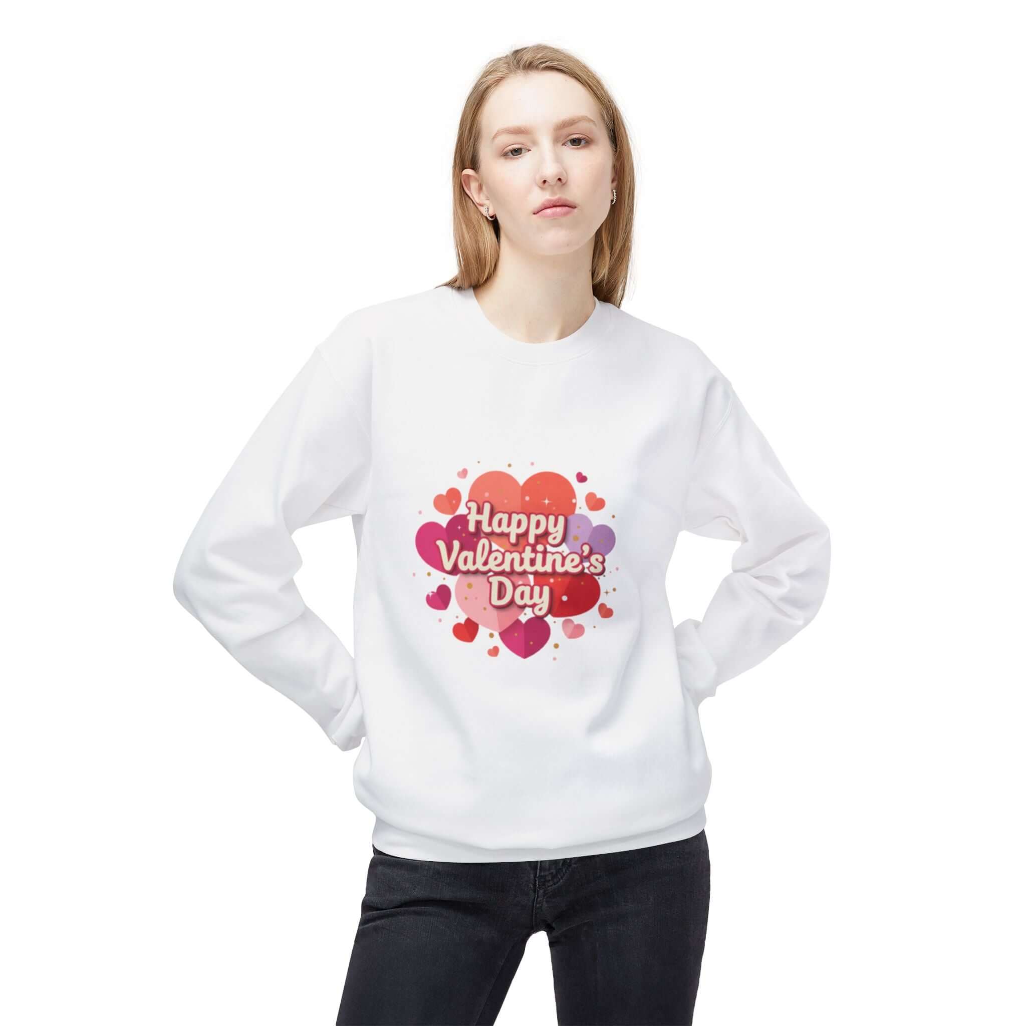 christian sweatshirt — "Happy Valentine's Day" Graphic Printify