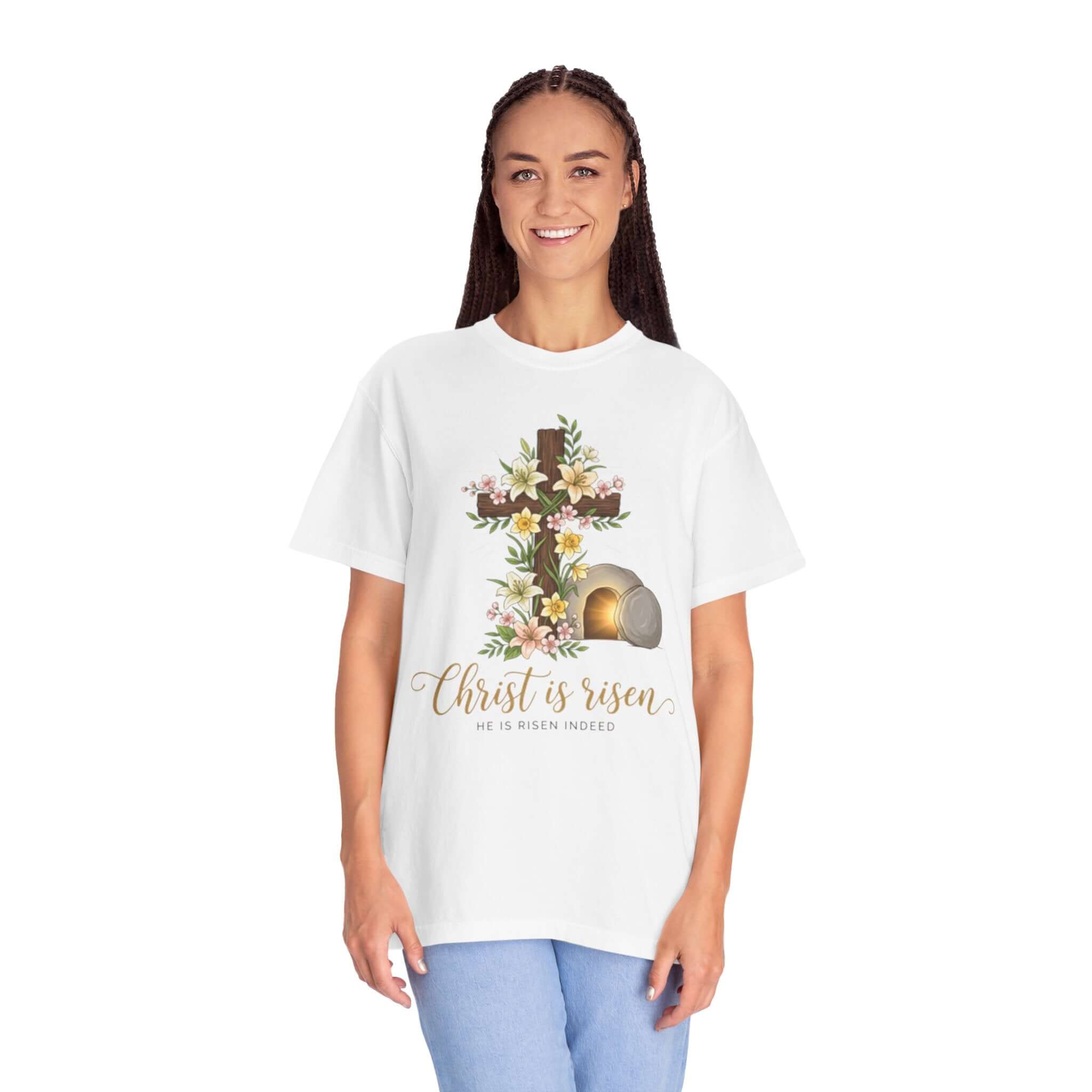 Infant apparel T Shirt white Floral Cross & Empty Tomb Christian Tee