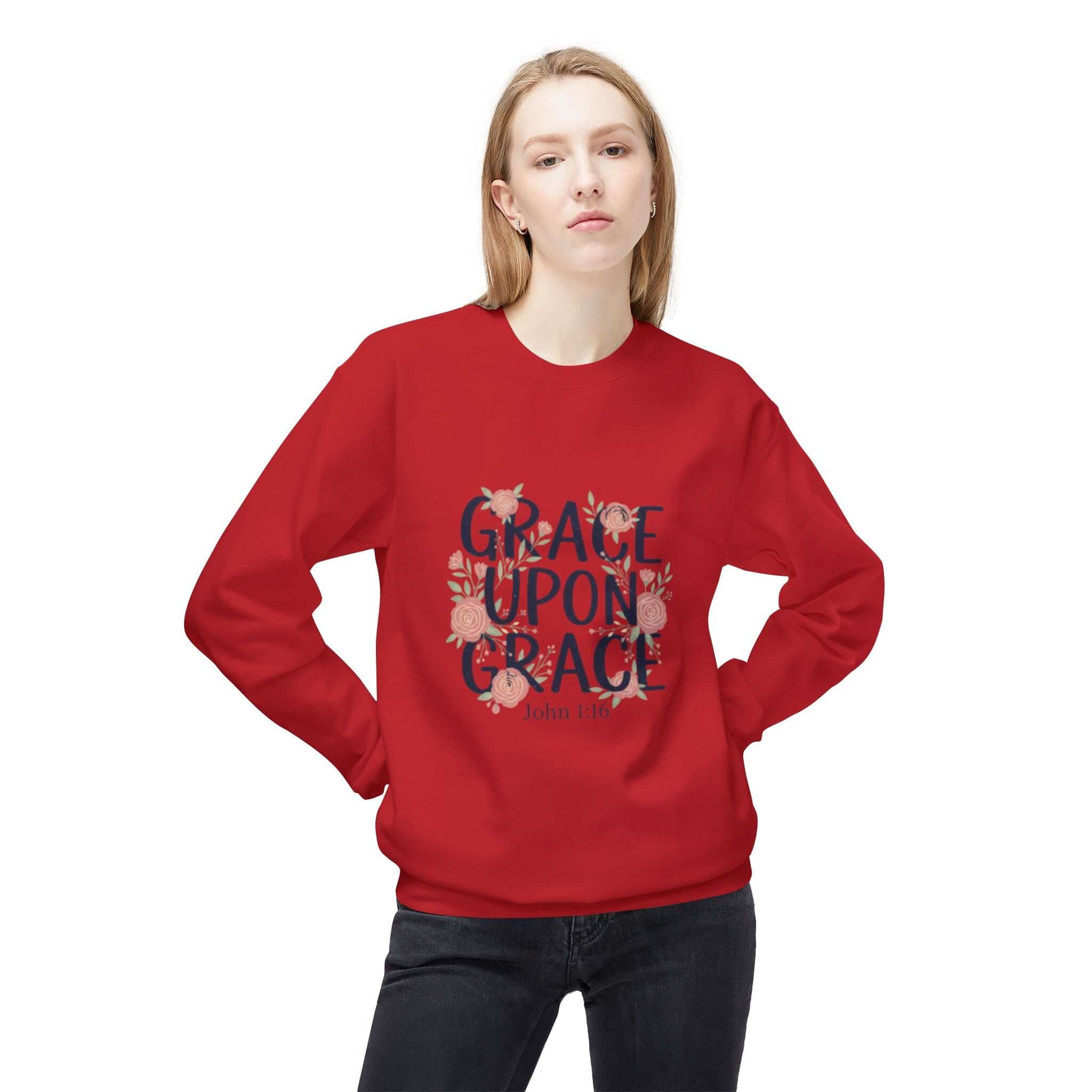 Grace Upon Grace Floral Sweatshirt — Women's Inspirational Floral Crewneck