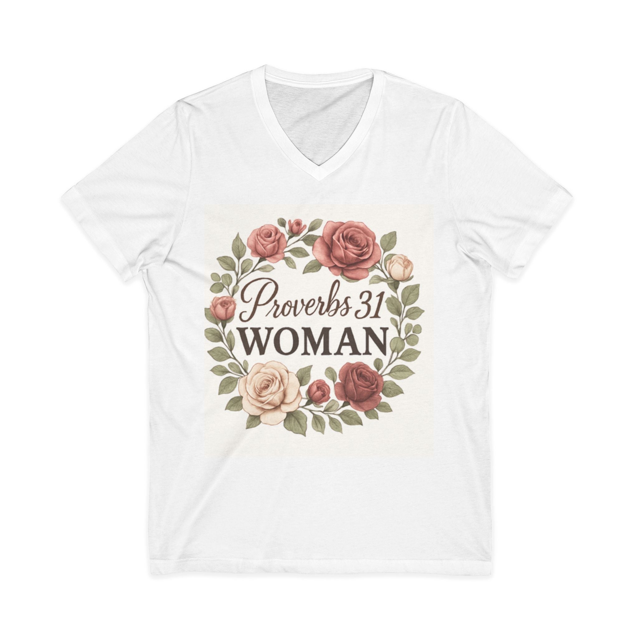 Proverbs 31 Woman V-Neck Tee, Floral Tee, Scripture Shirt
