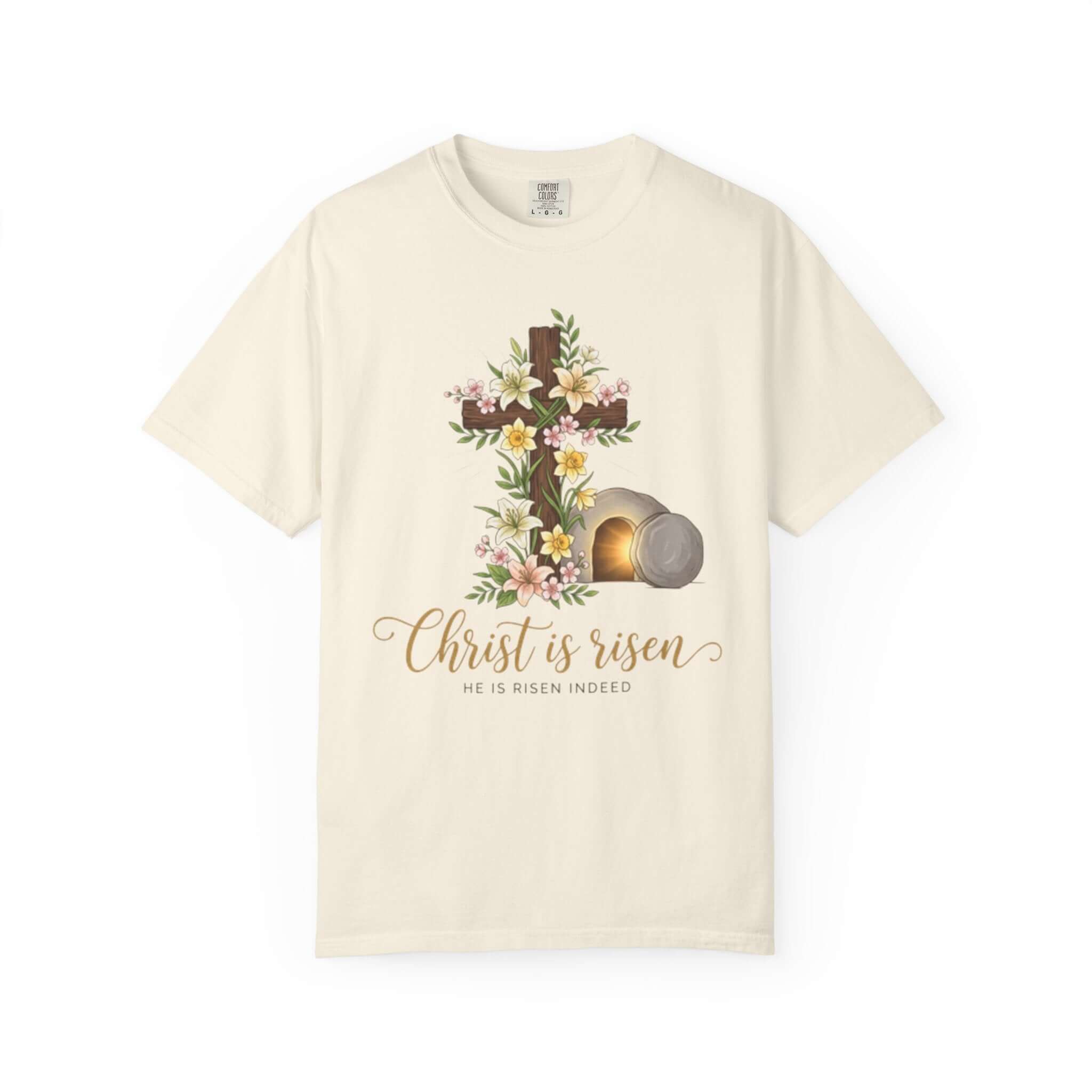 Infant apparel T Shirt creamFloral Cross & Empty Tomb Christian Tee