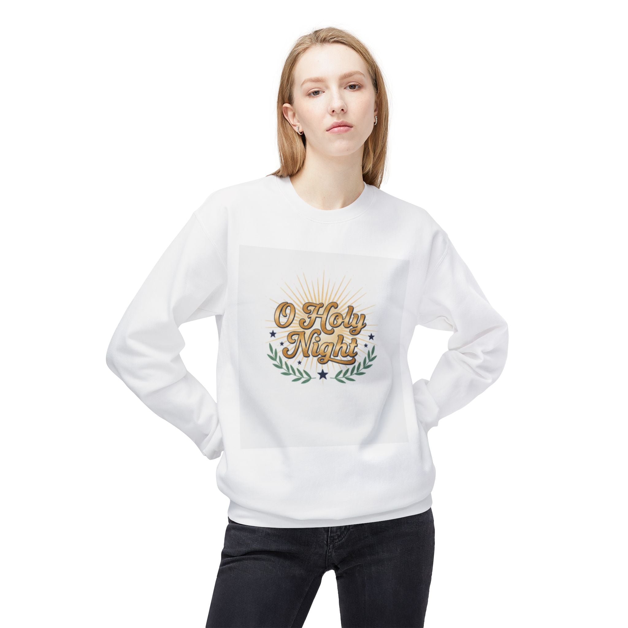 christian sweatshirt O Holy Night Christmas Crewneck Sweatshirt white