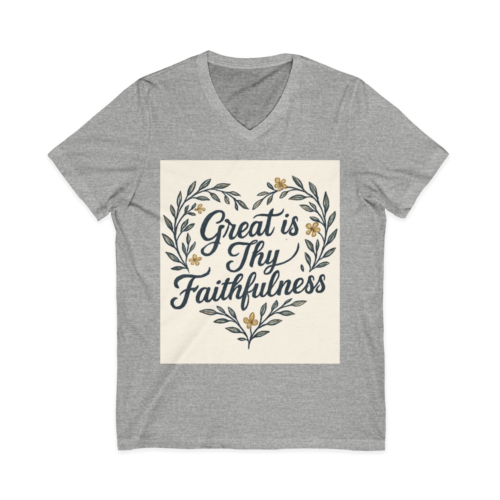 Faithfulness V-Neck Tee, Biblical Quote, Christian Apparel