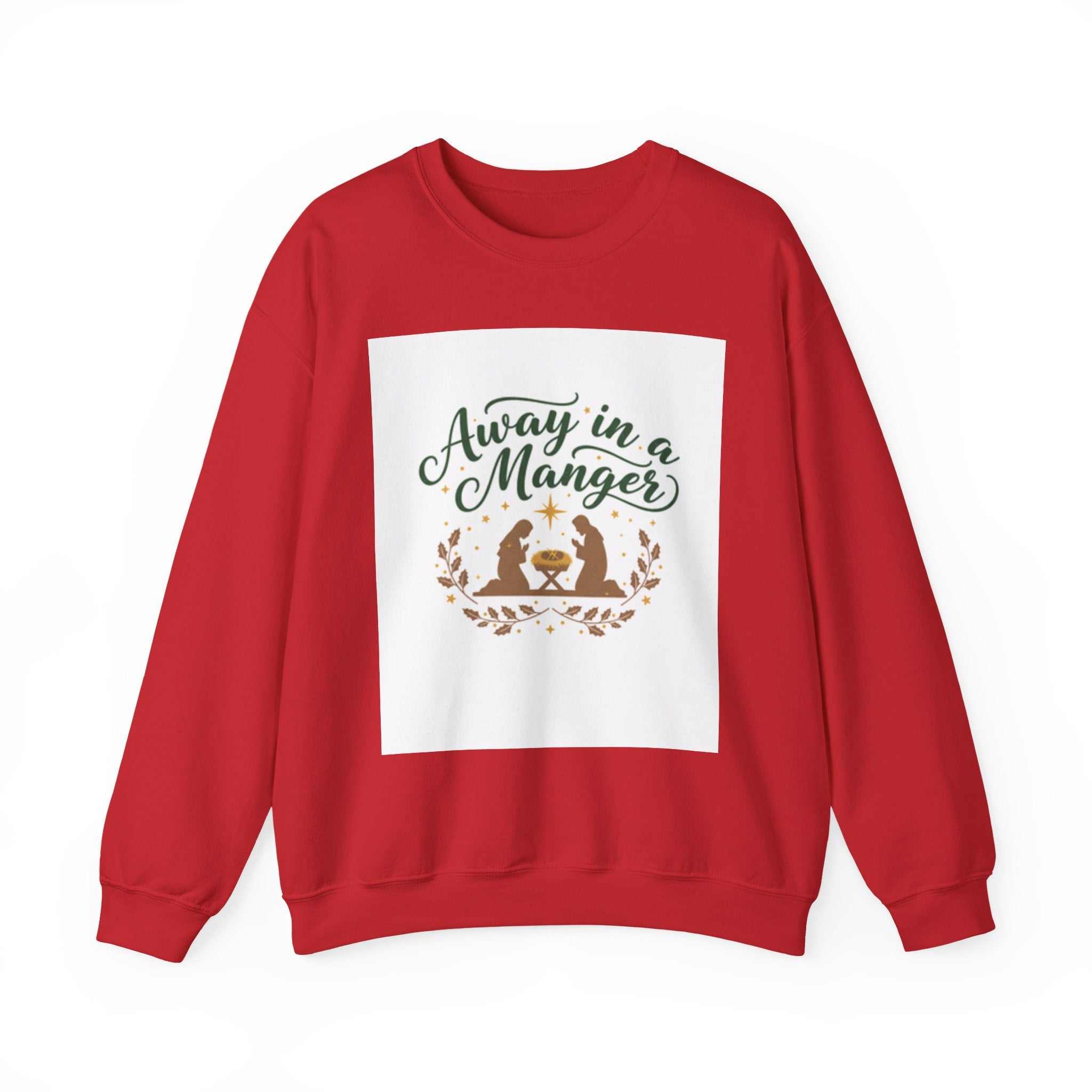 christian sweatshirt — "Away in a Manger" Nativity Crewneck - faithcovenant