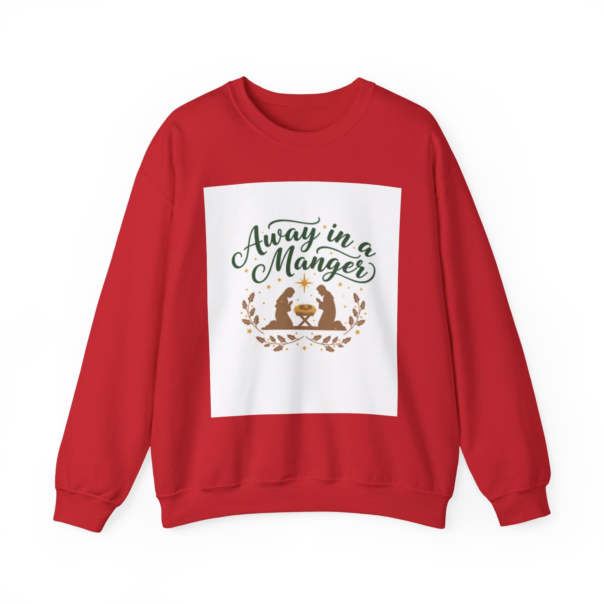 Christmas Sweatshirt — "Away in a Manger" Nativity Crewneck