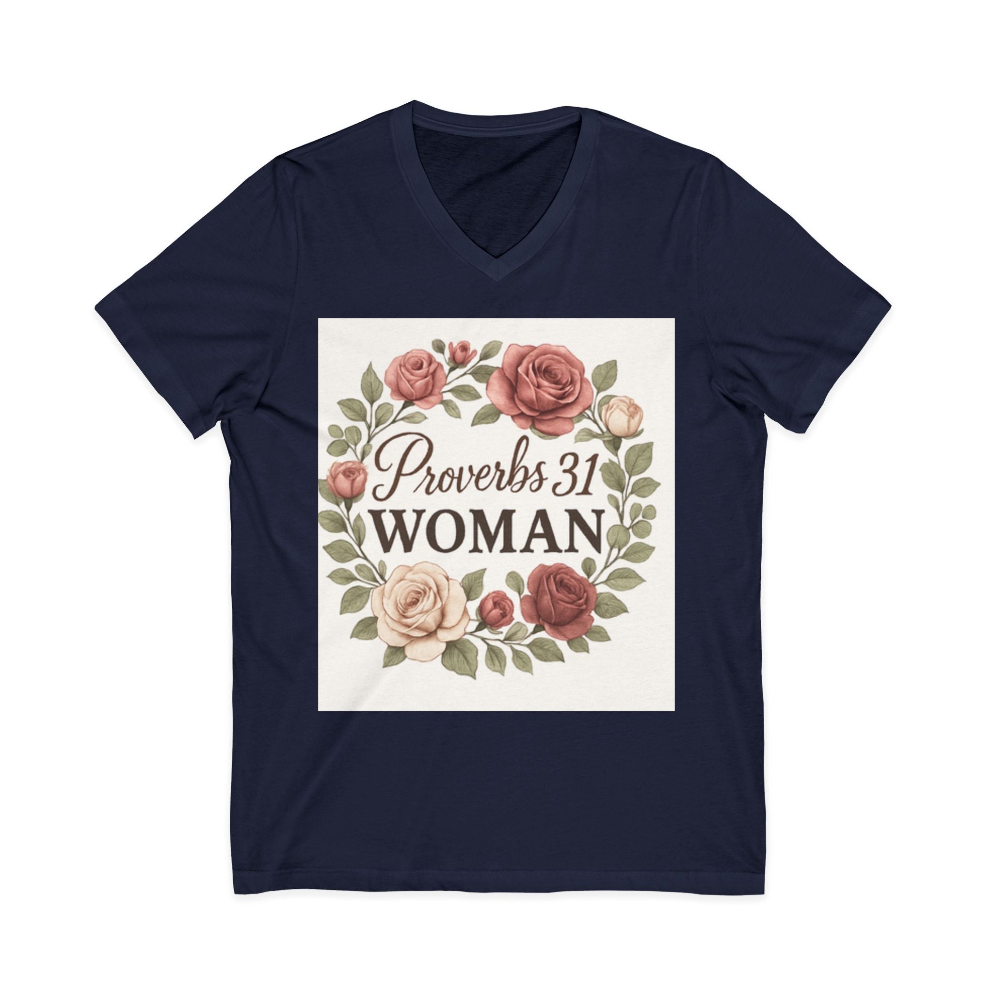 Proverbs 31 Woman V-Neck Tee, Floral Tee, Scripture Shirt