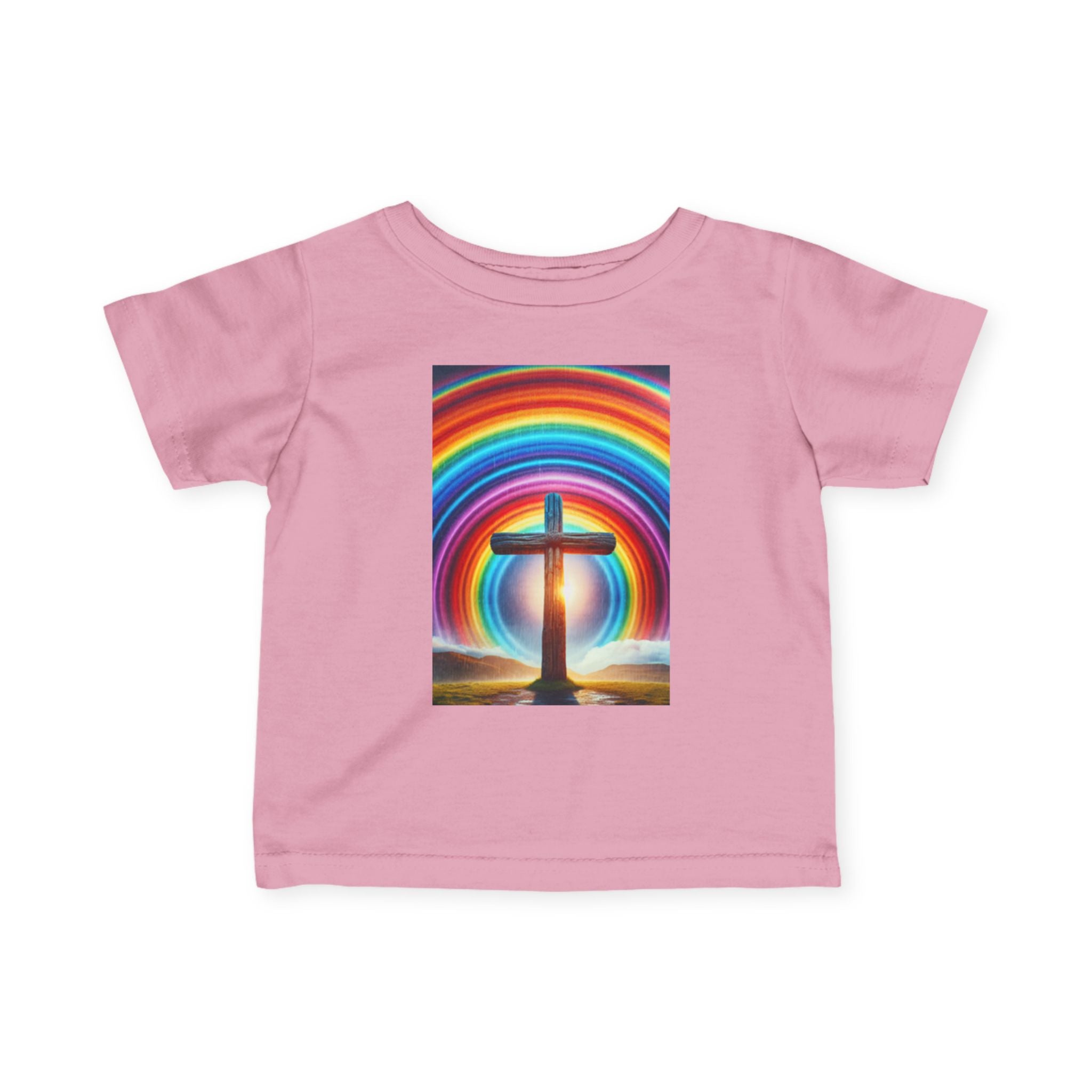 Rainbow Cross Infant Tee, Christian baby shirt