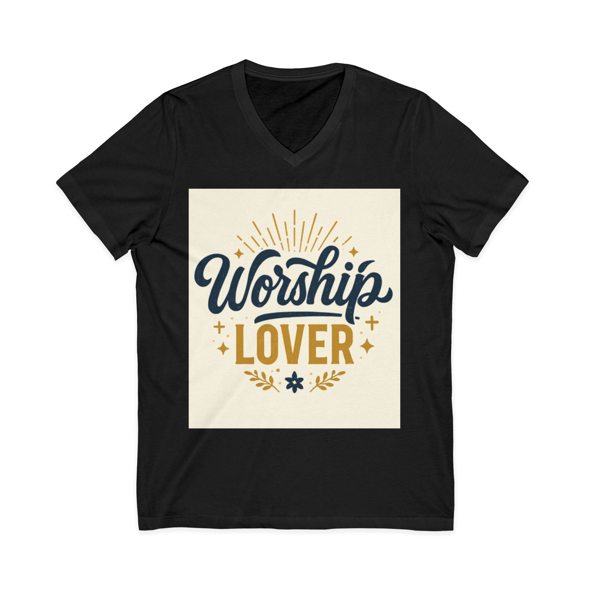 Worship Lover Tee, V Neck Shirt, Praise and Worship black