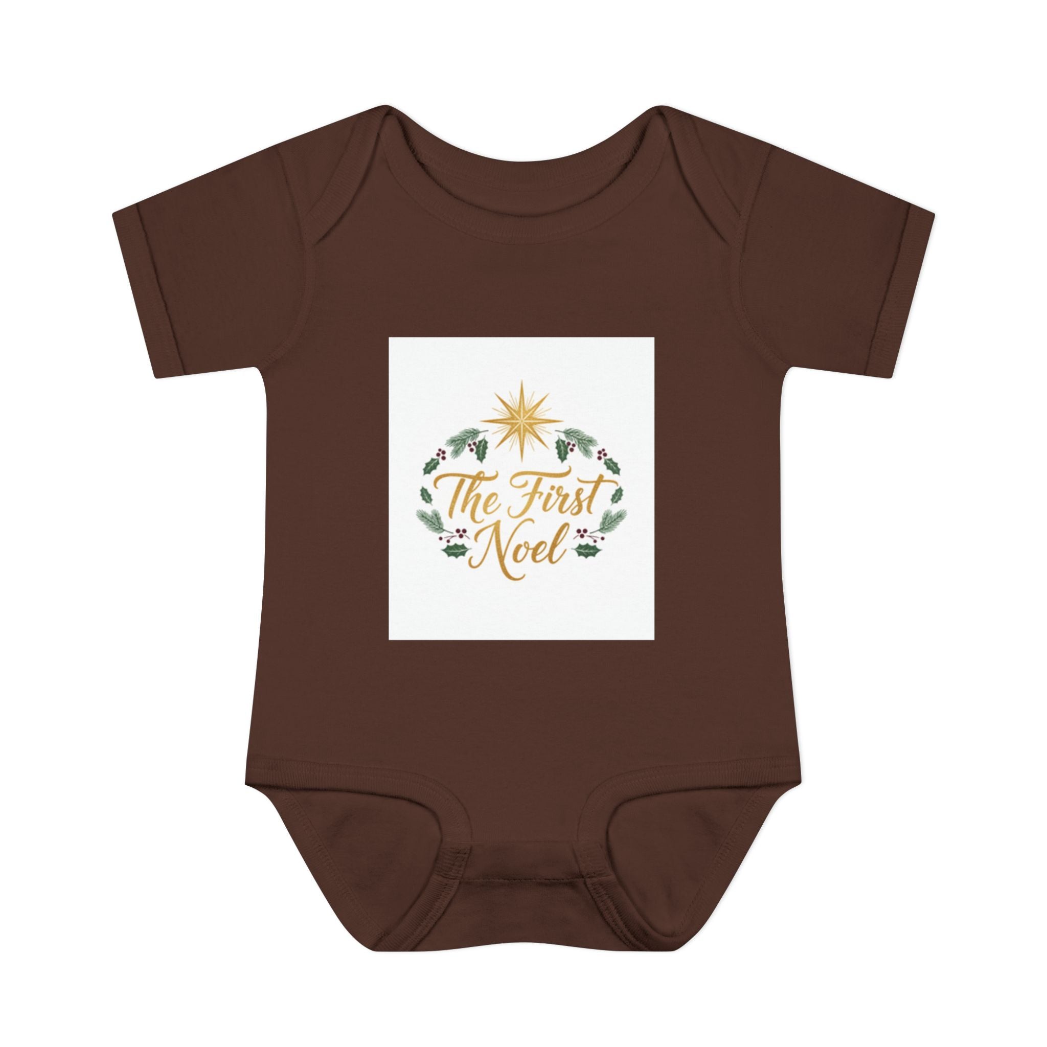 Infant Bodysuit brown "The First Noel" Christmas Baby Onesie