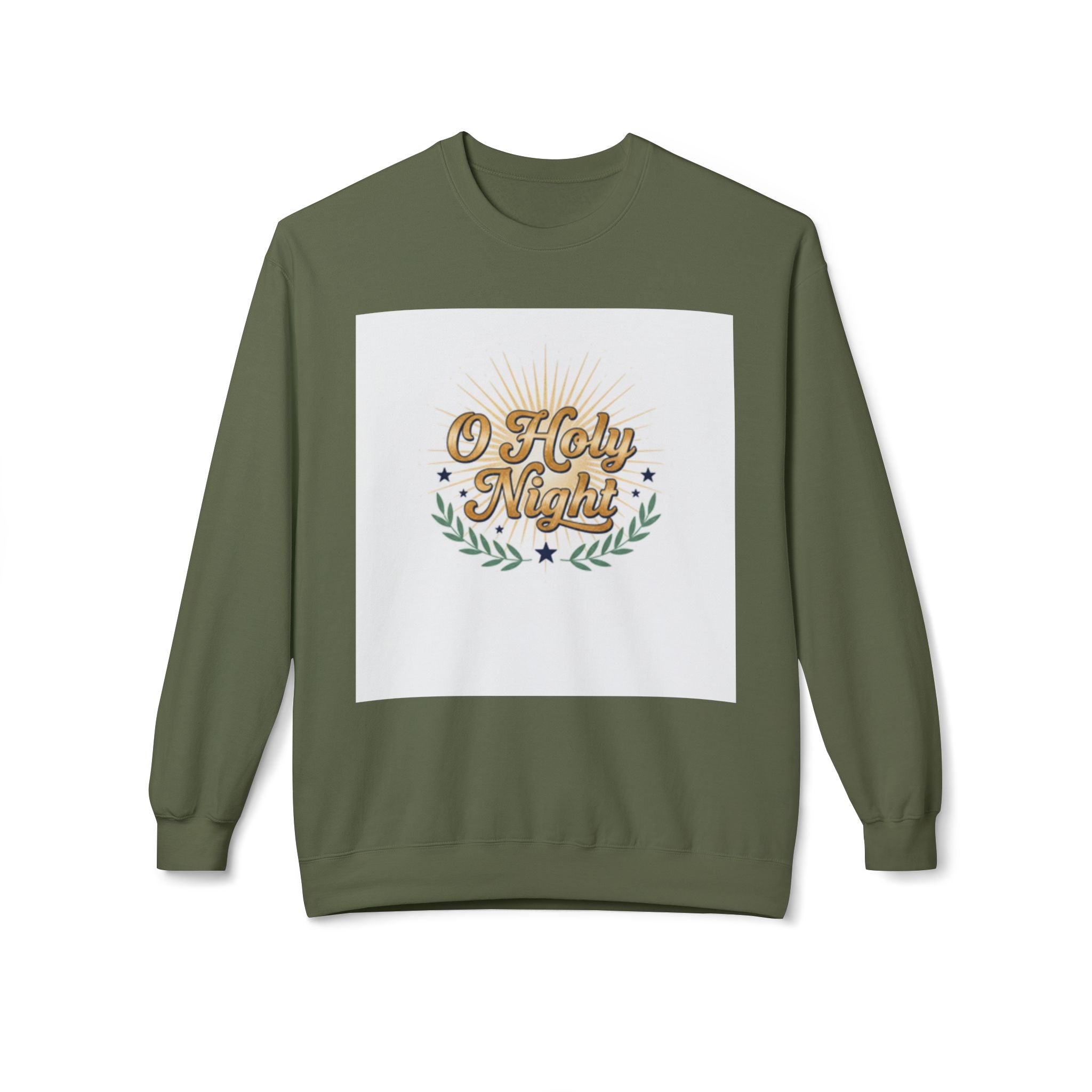 christian sweatshirt O Holy Night Christmas Crewneck Sweatshirt olive green