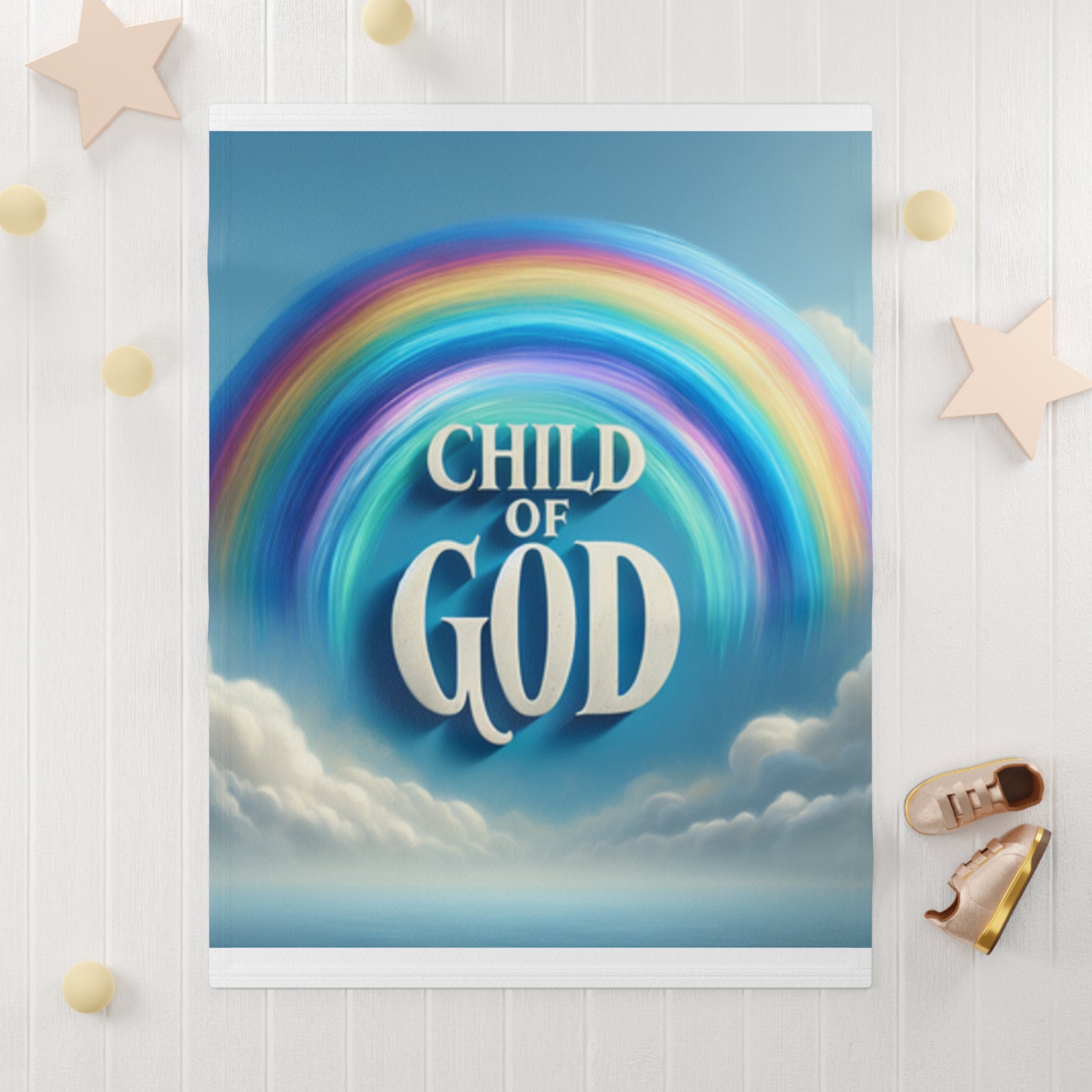 Rainbow Child of God Fleece Blanket, Soft Baby Blanket, Nursery Decor