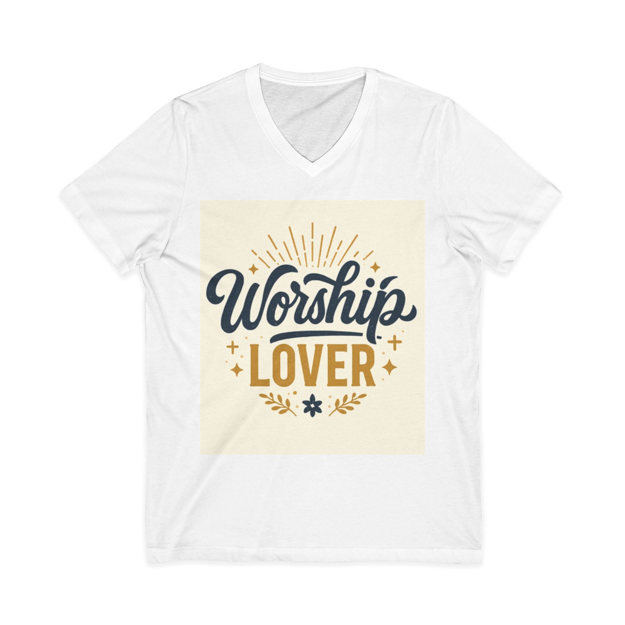 Worship Lover Tee, V Neck Shirt, Praise and Worship white