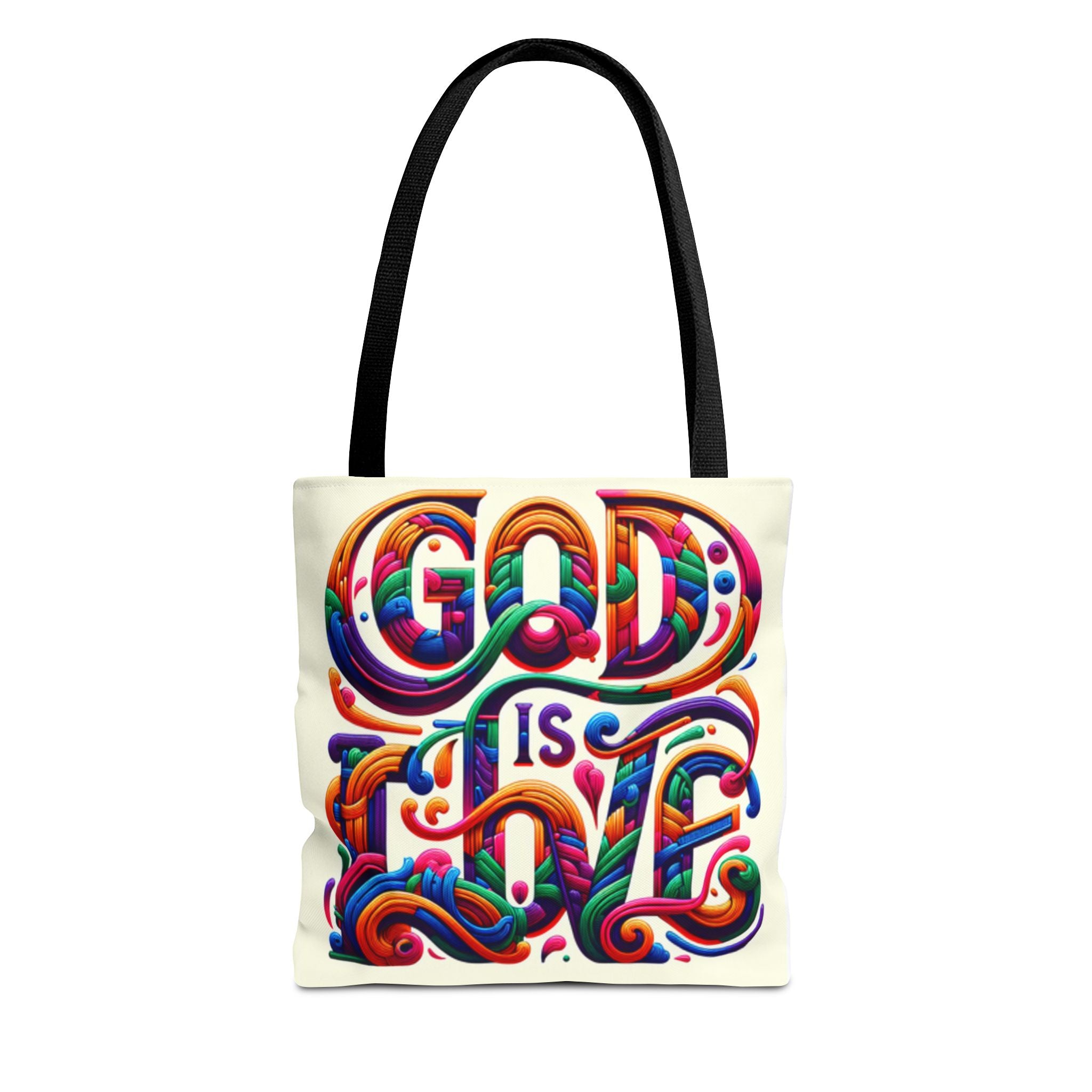 God is Love Colorful Tote Bag, Christian Tote, Faith Tote