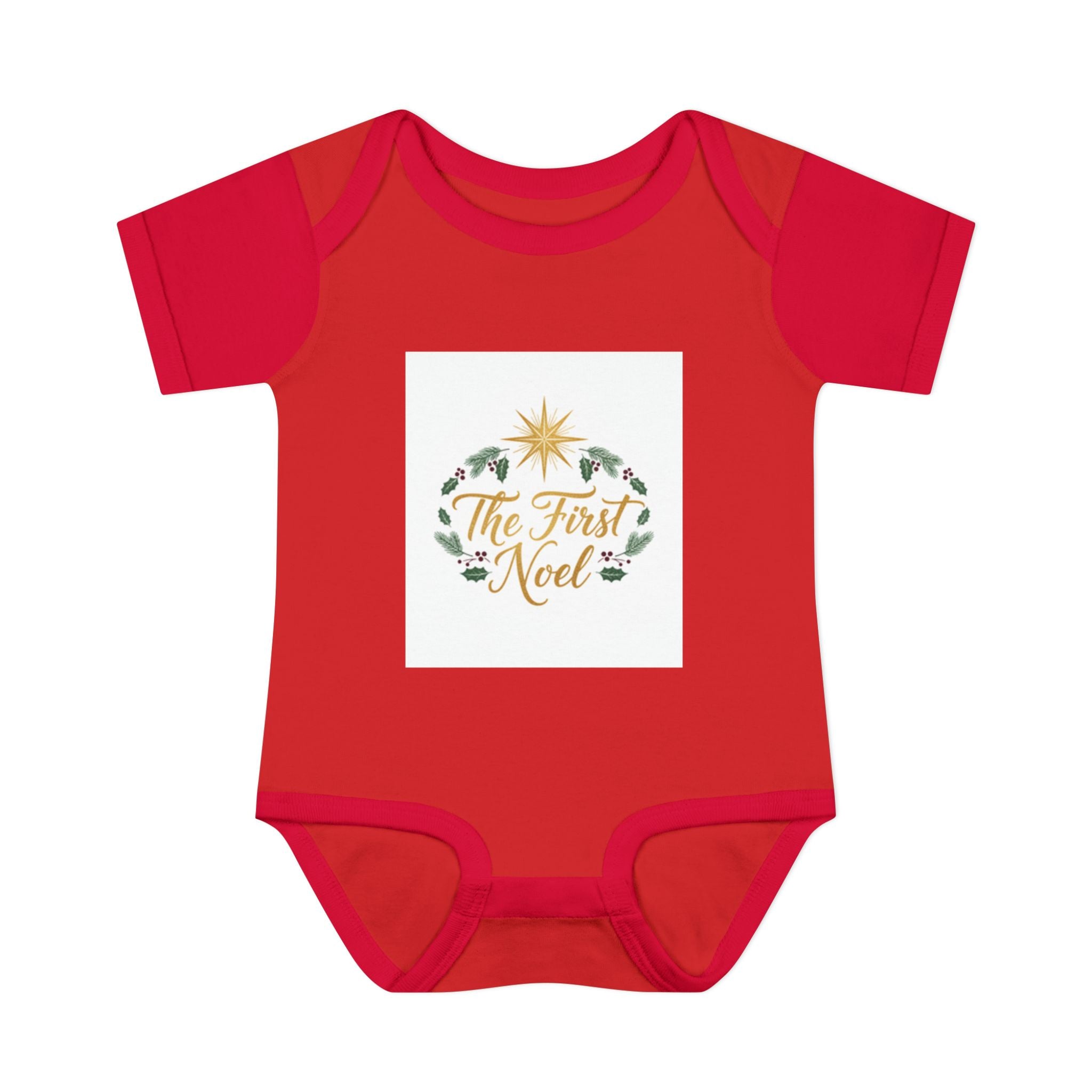 Infant Bodysuit red  "The First Noel" Christmas Baby Onesie