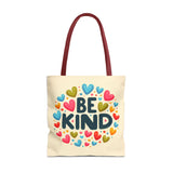 "Be Kind" Tote Bag - Colorful Heart Design, Motivational Accessory