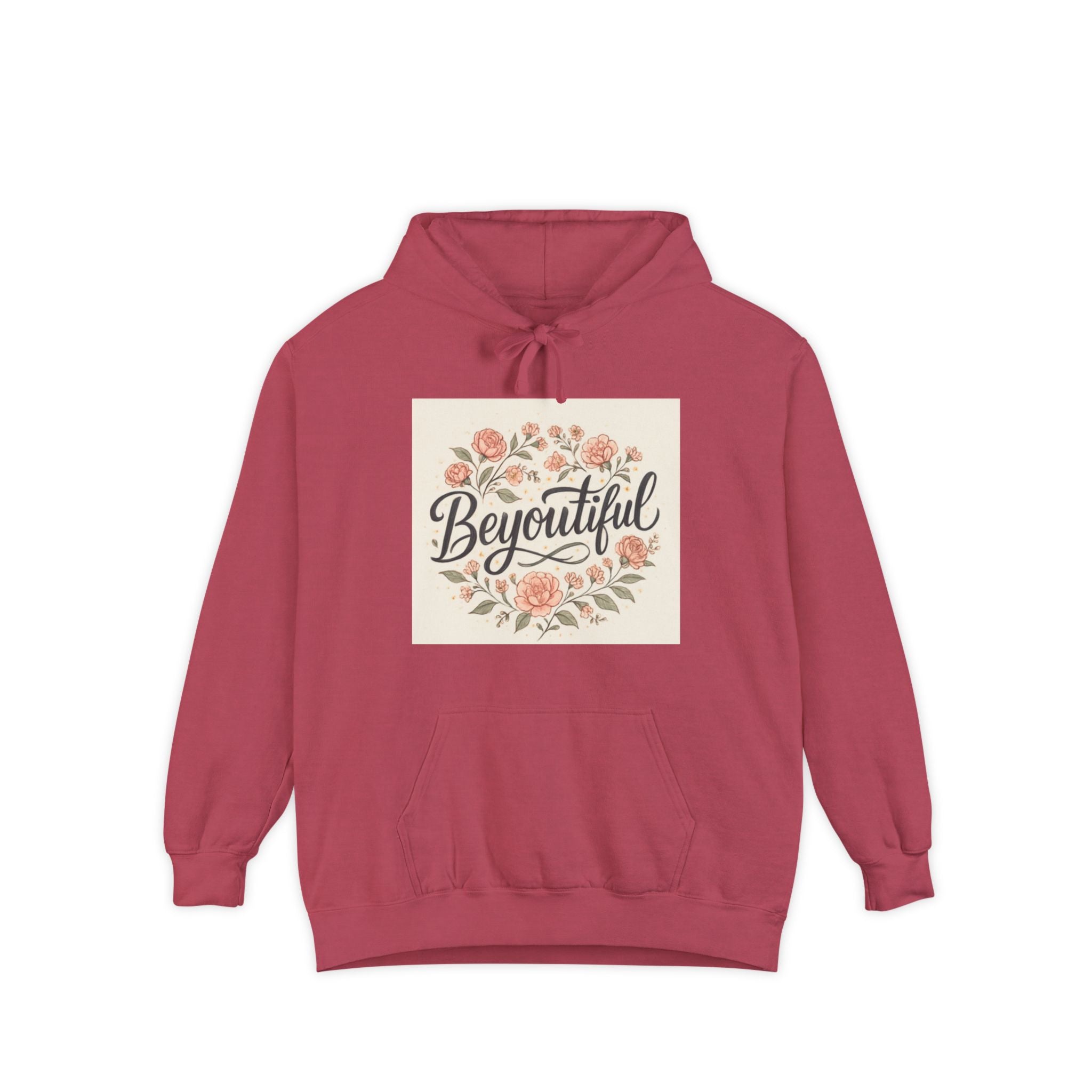Beyoutiful Floral Hoodie, Comfortable Hoodie, Floral Design light red