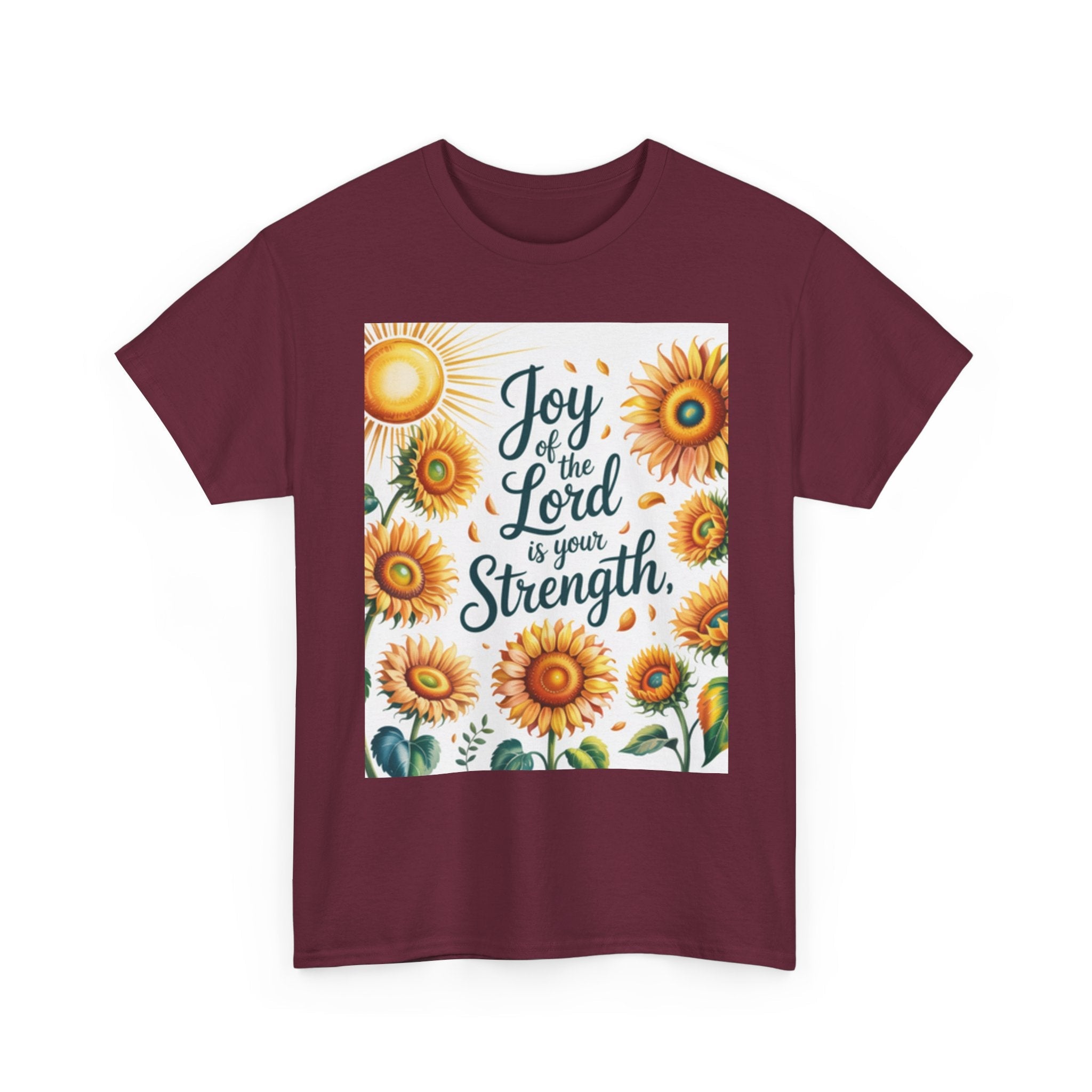 Joy of the Lord Sunflower Tee, Faith Shirt, Faith Based Apparel Printify