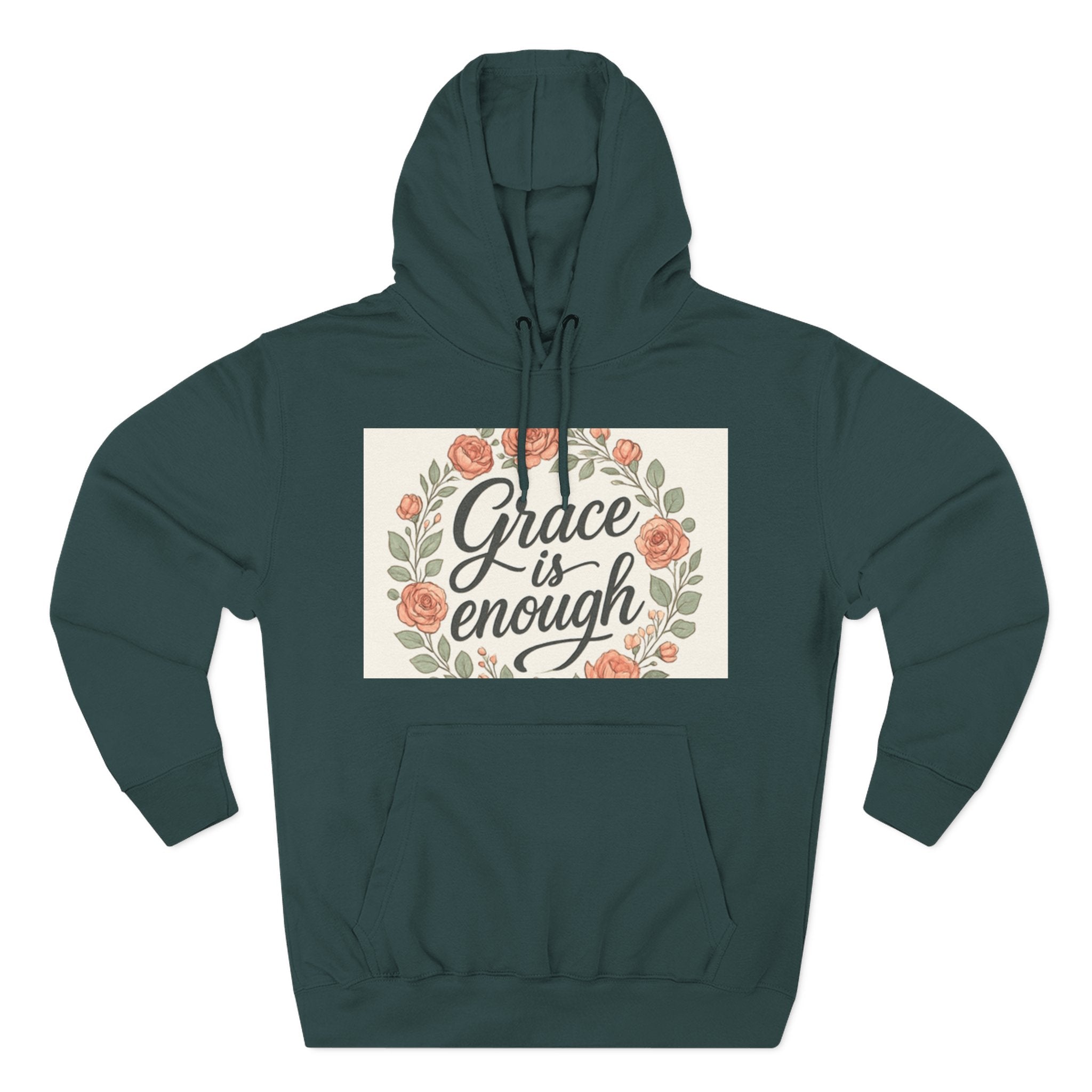 christian gifts Grace is Enough Floral Hoodie dark green