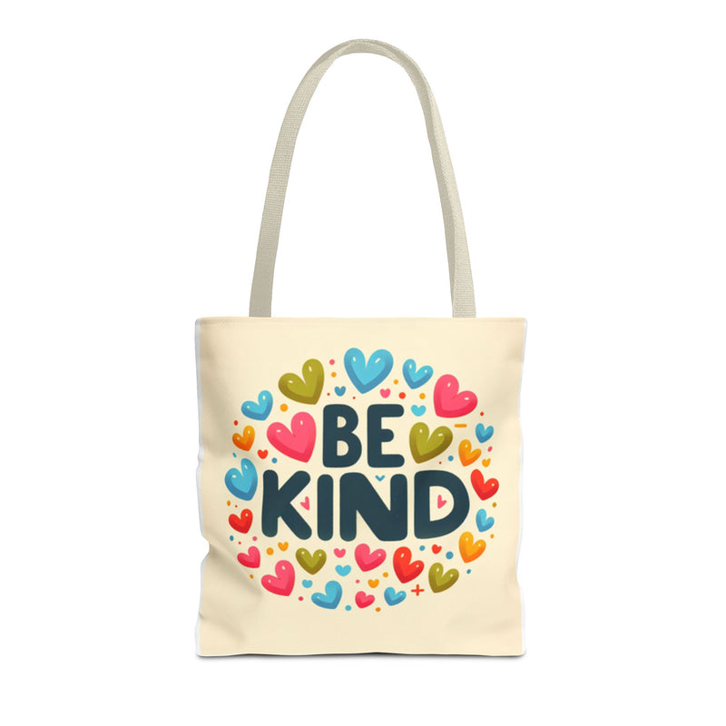 "Be Kind" Tote Bag - Colorful Heart Design, Motivational Accessory