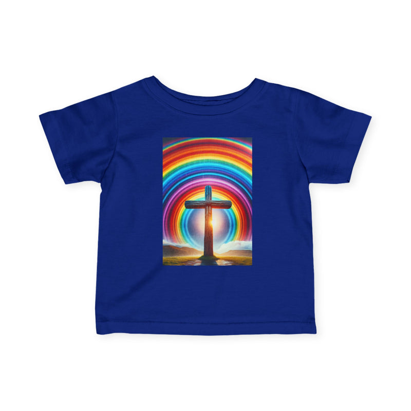 Rainbow Cross Infant Tee, Christian baby shirt