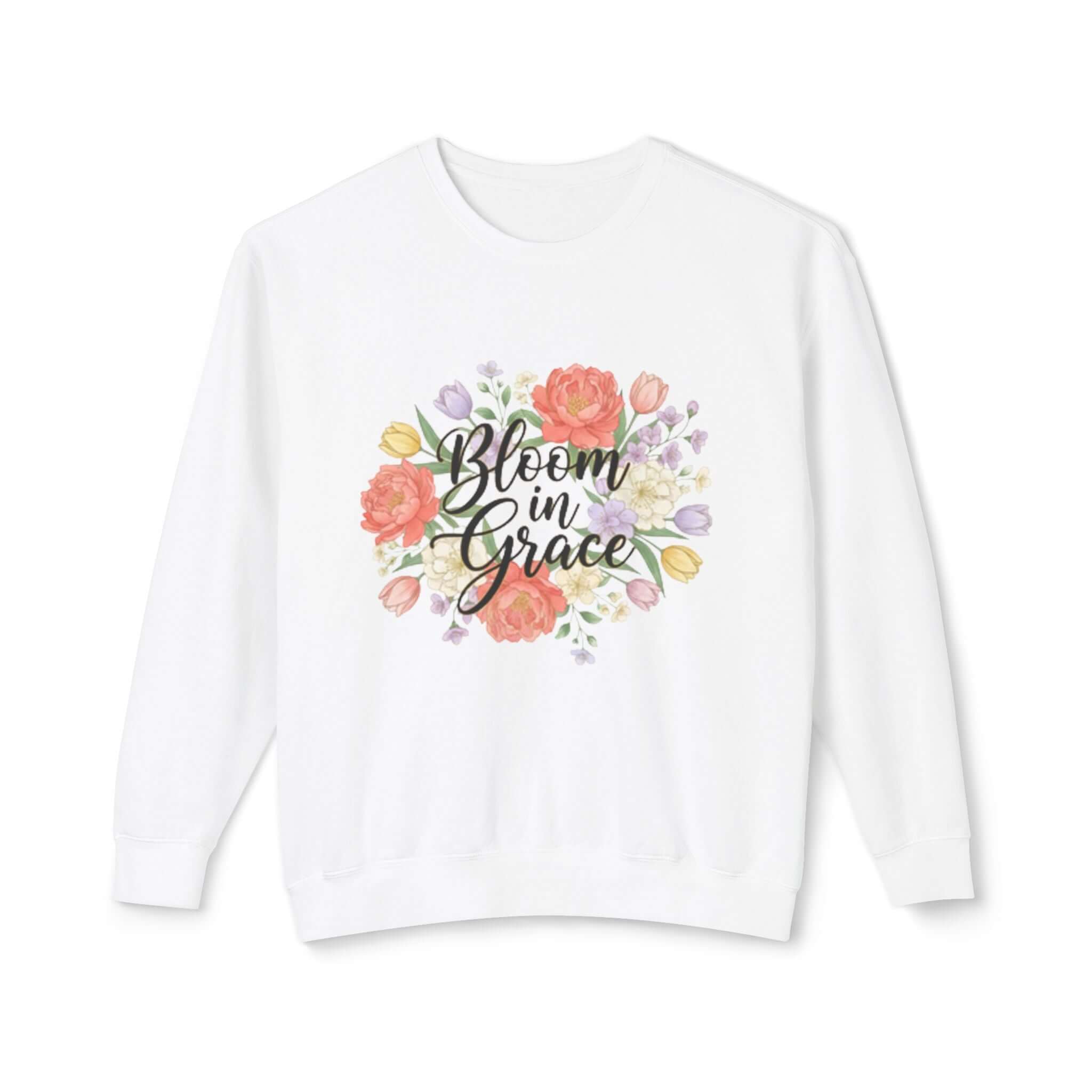 Christian sweatshirt White Floral Inspirational Crewneck