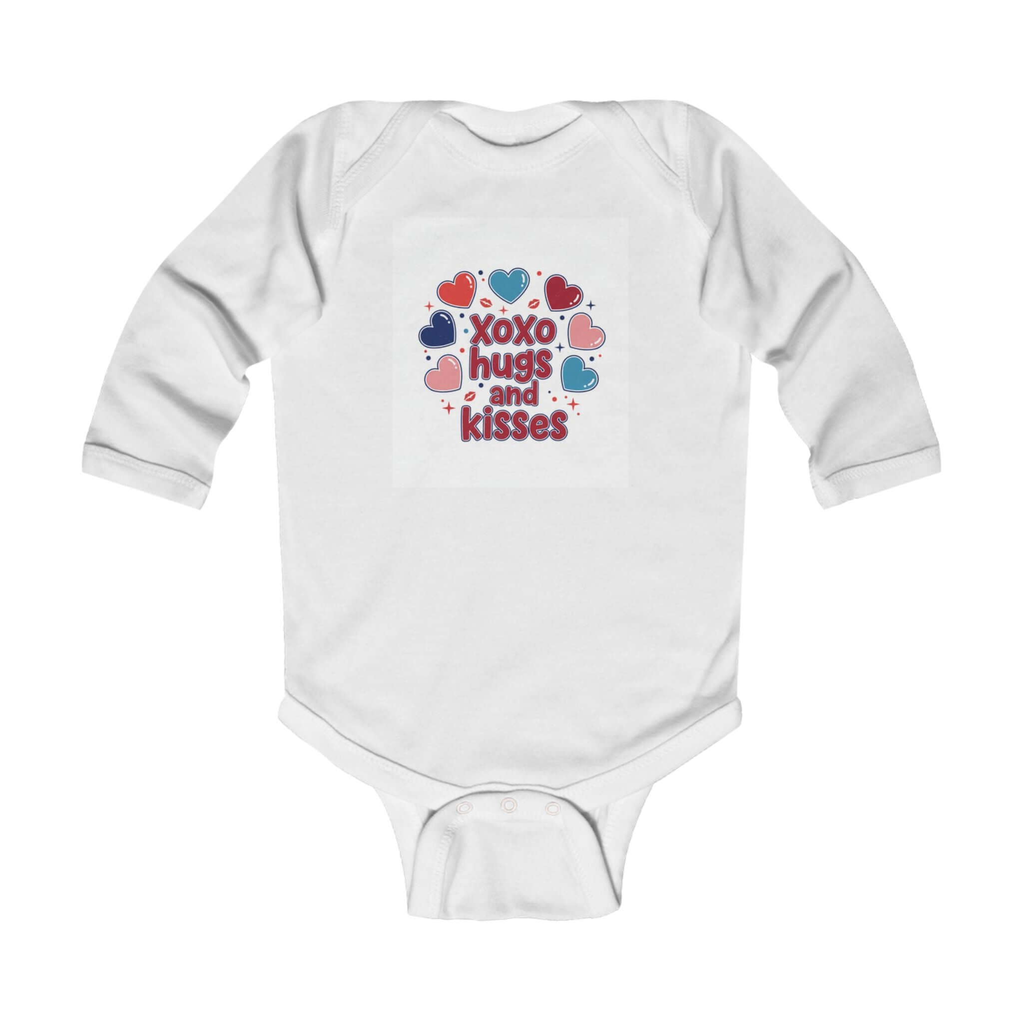 Xoxo Infant Apparel  Long Sleeve Bodysuit white Baby Valentine Bodysuit