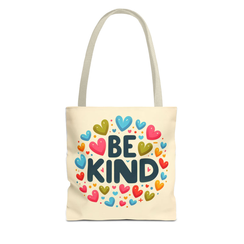 "Be Kind" Tote Bag - Colorful Heart Design, Motivational Accessory