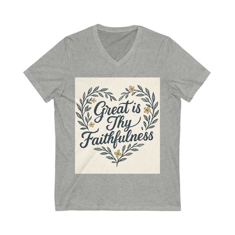 Faithfulness V-Neck Tee, Biblical Quote, Christian Apparel