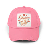 Jesus Loves You Distressed Cap, Vintage Cap, Jesus Apparel