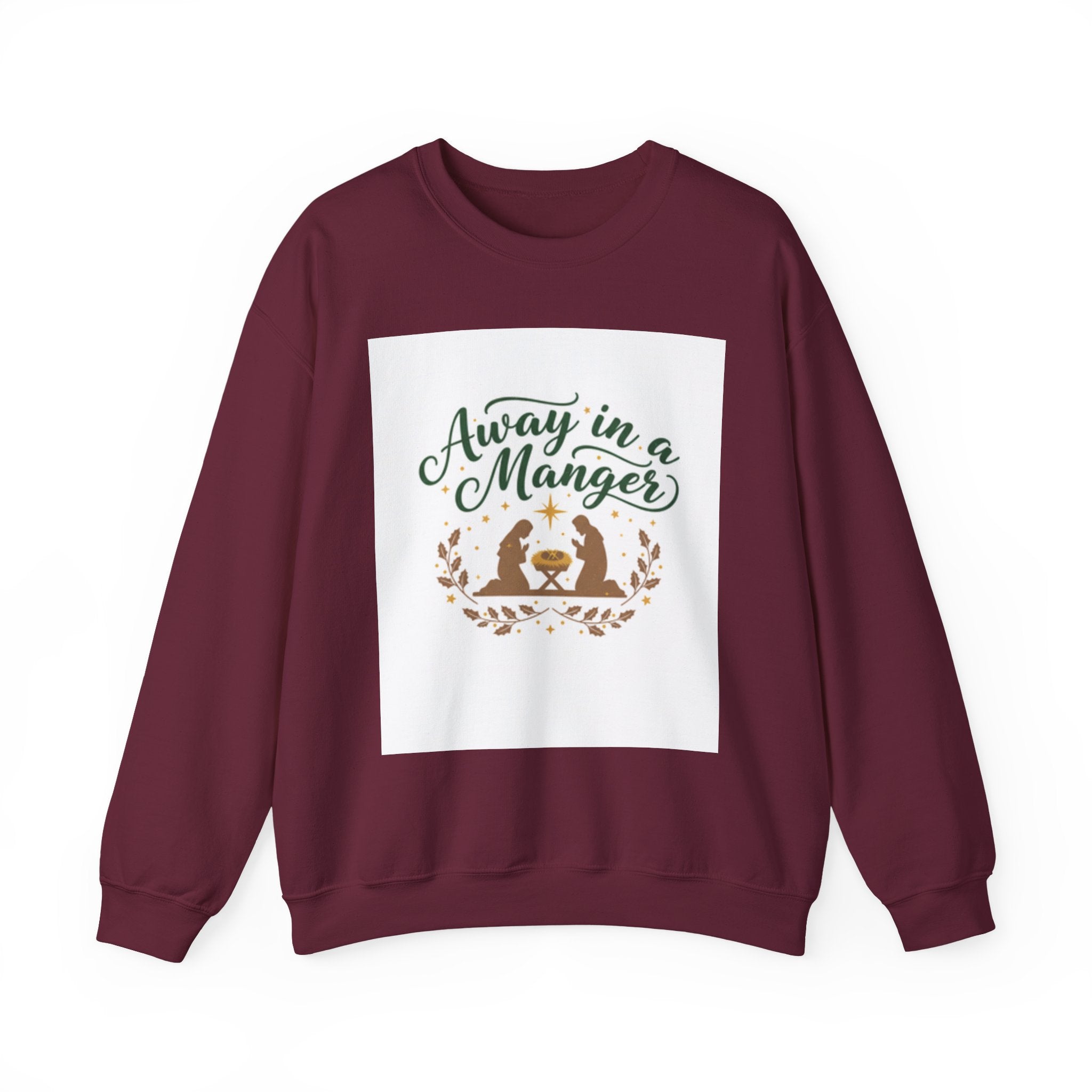 Christmas Sweatshirt — "Away in a Manger" Nativity Crewneck
