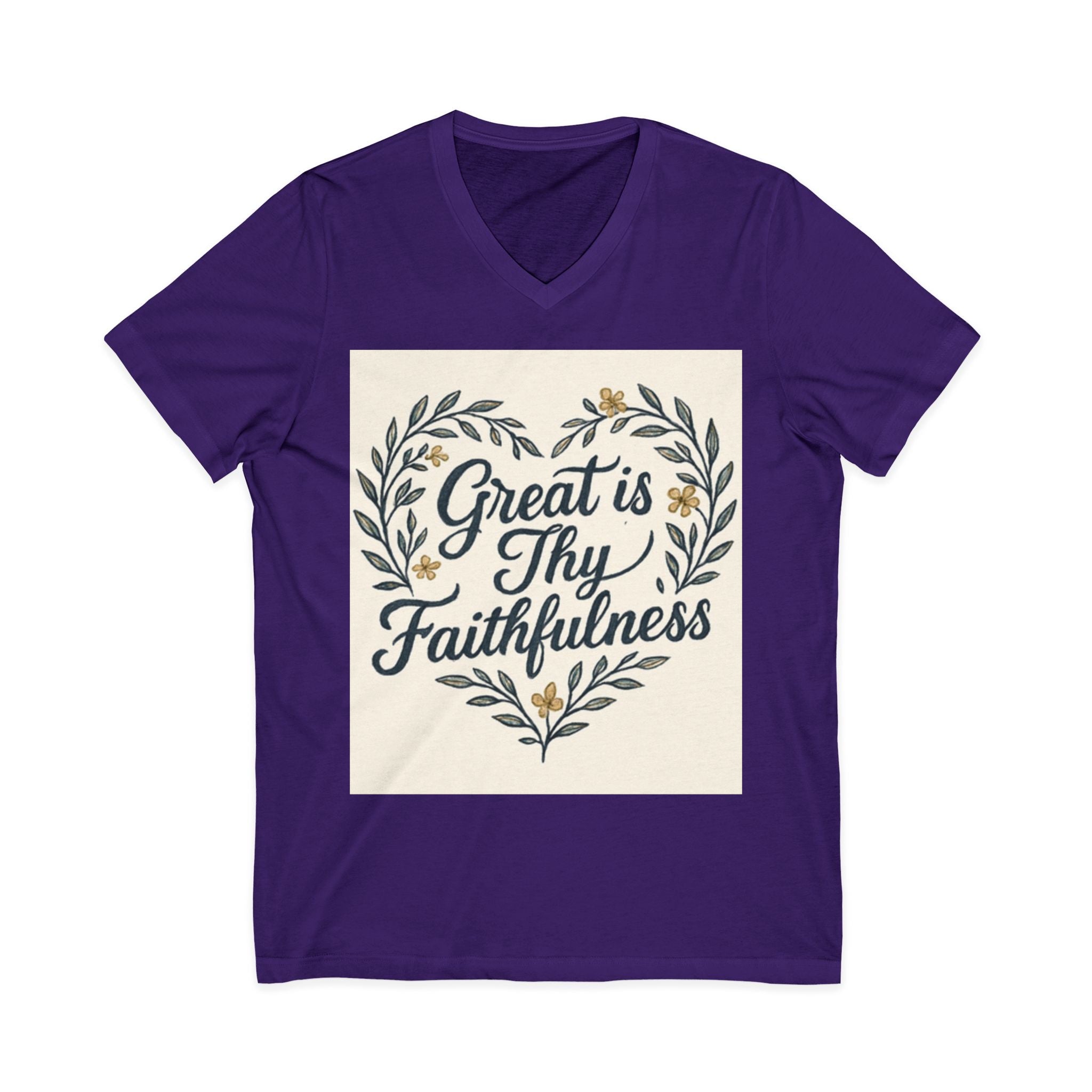 Faithfulness V-Neck Tee, Biblical Quote, Christian Apparel