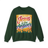 Jesus is the Answer Sunflower Crewneck Sweatshirt, Cozy Sweatshirt, Christian Apparel Printify