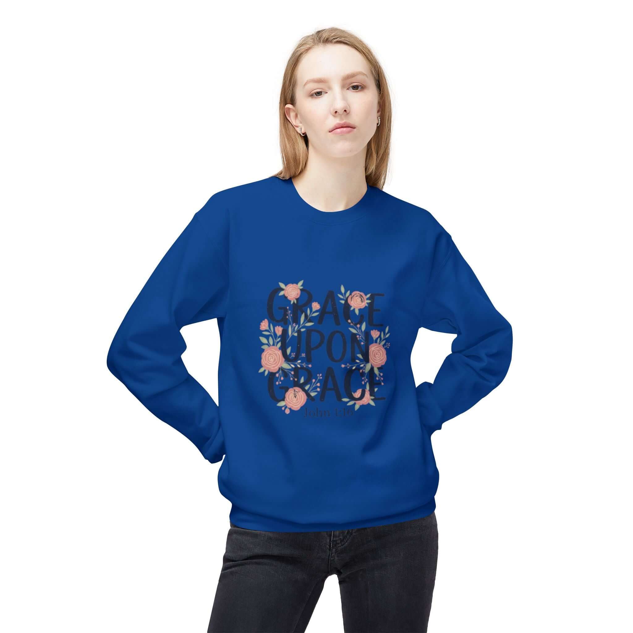 Grace Upon Grace Floral Sweatshirt — Women's Inspirational Floral Crewneck